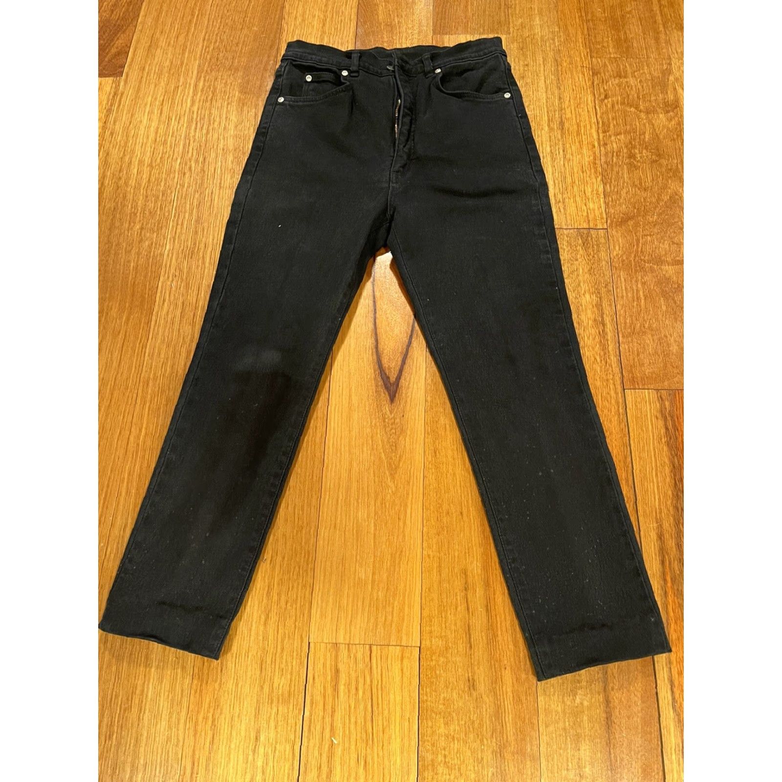 Edwin EDWIN Denim Men’s Japan Super Fit Stretch Jeans W33-34 L32 Regular Slim Straight 5-Pocket Black Vintage No 9980-01 Mens Size US 31 - 2 Thumbnail