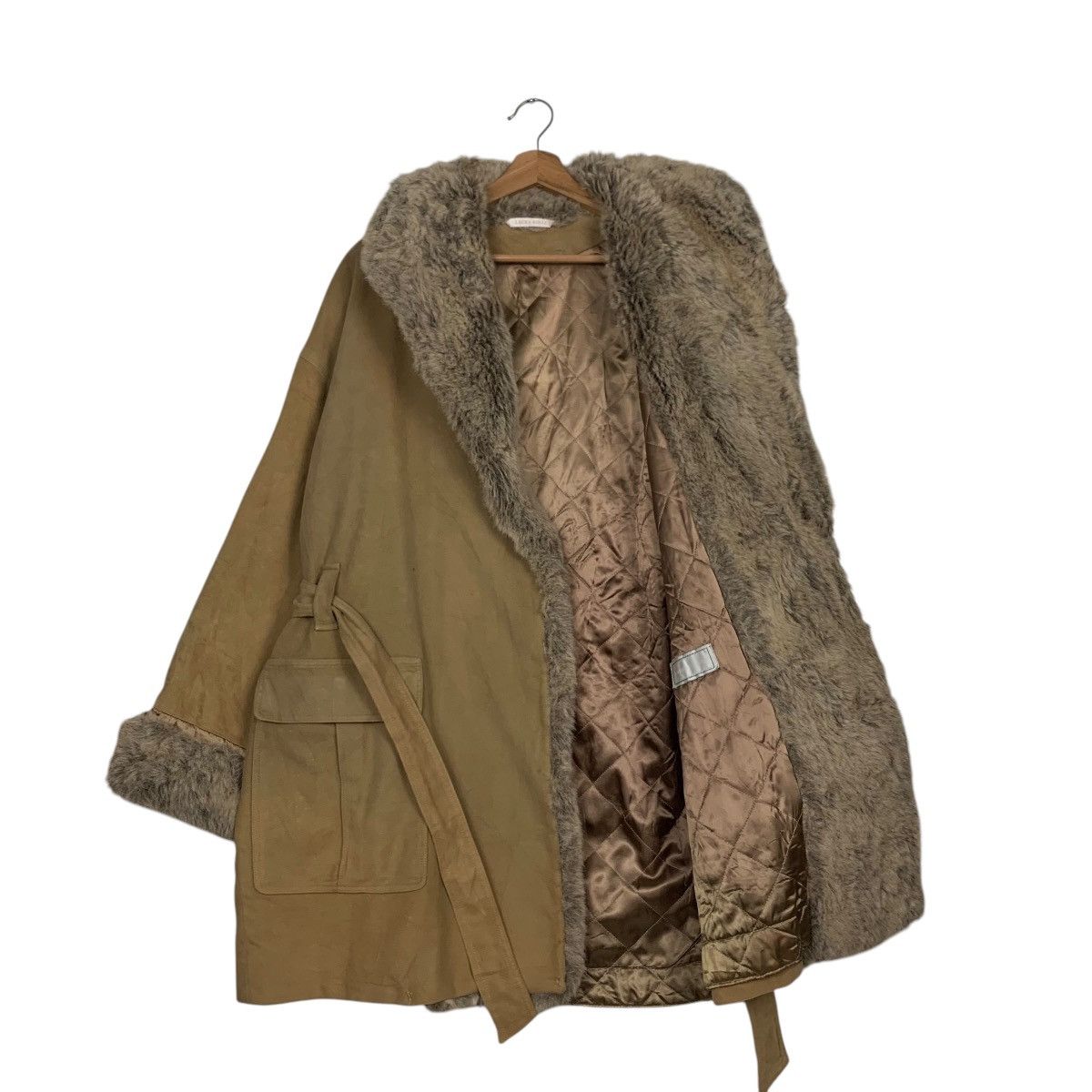 Laura Ashley LAURA ASHLEY Faux Fur Lining Belted Cotton Coat #2671-C120 Size S / US 4 / IT 40 - 10 Thumbnail