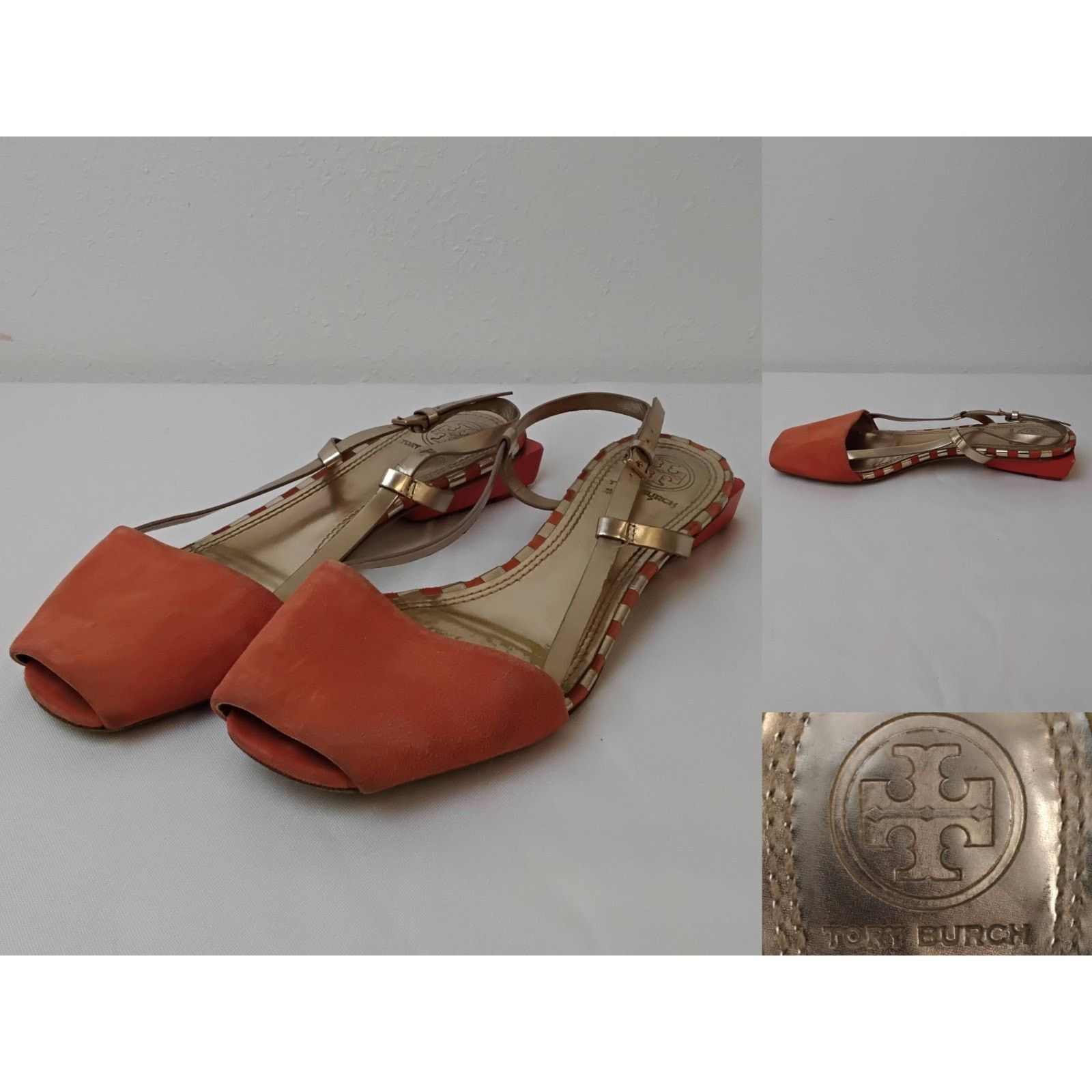 Tory Burch Tory Burch Strappy Slingback Sandals Women's 7 Orange Suede Size US 7 / IT 37 - 1 Thumbnail