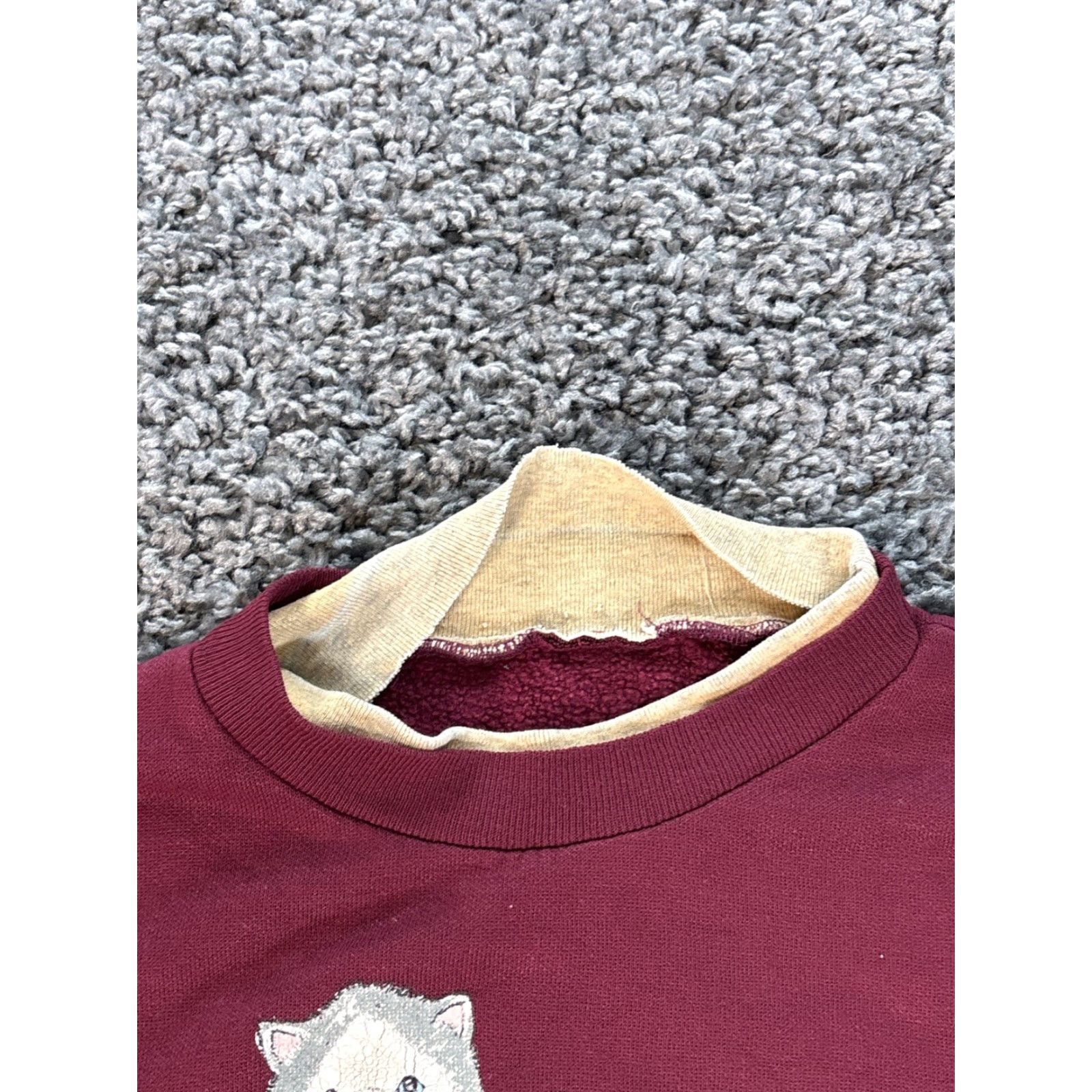 Vintage VINTAGE CAT Sweatshirt Womens Medium Cat Kitten Cottage Core Red Fleece 90s Womens M Red Cat 90s Pullover Sweatshirt Regular Fleece Size M / US 6-8 / IT 42-44 - 4 Thumbnail