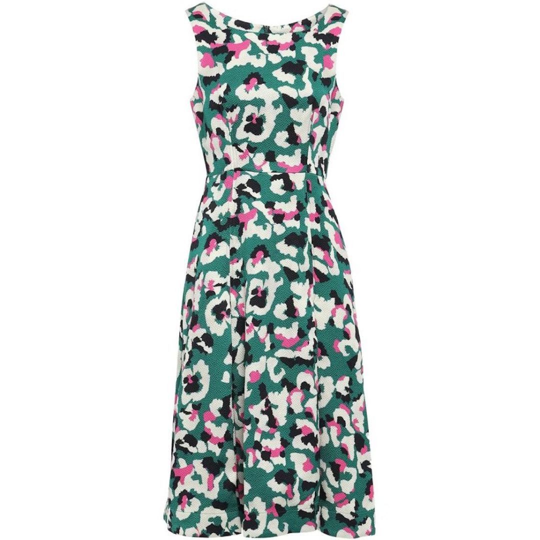 Mary Katrantzou Mary Katrantzou Green Floral Print Midi A-Line Dress Size S / US 4 / IT 40 - 2 Thumbnail
