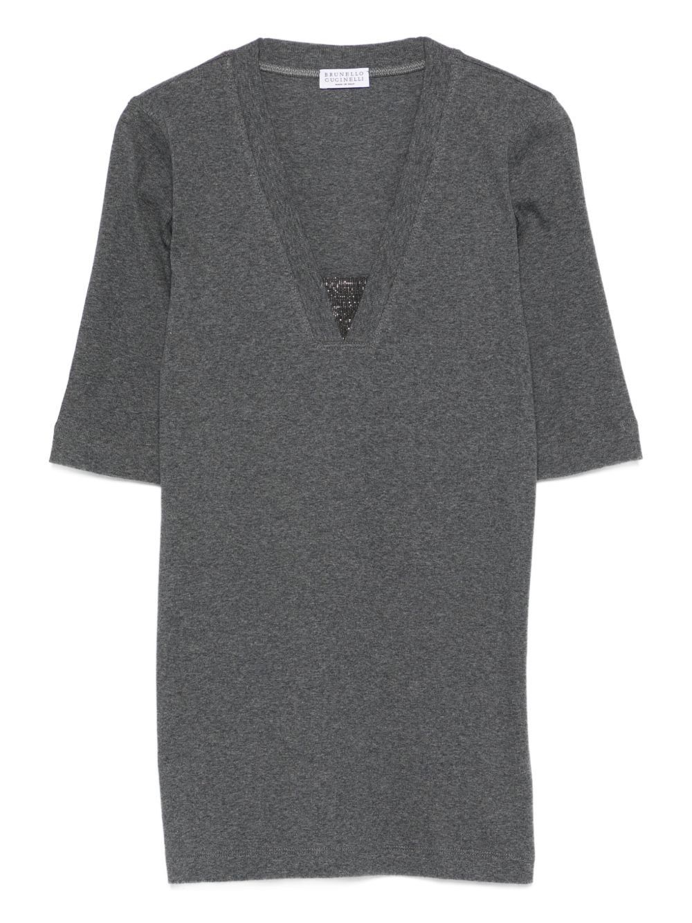 Brunello Cucinelli COTTON V-NECKED SWEATER Size M / US 6-8 / IT 42-44 - 1 Thumbnail