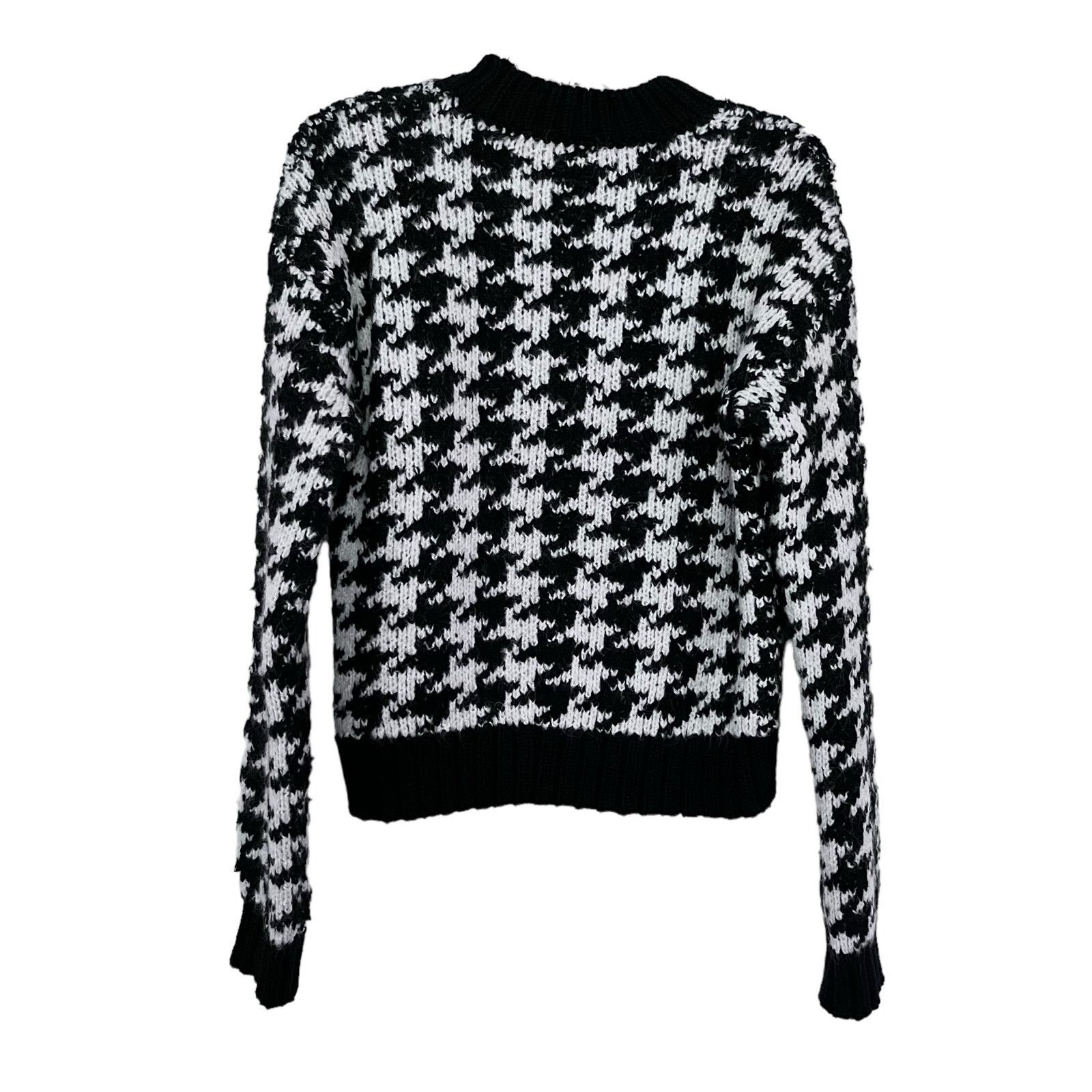 Zara Zara Black White Houndstooth Knit Crewneck Pullover Sweater Size XS / US 0-2 / IT 36-38 - 4 Thumbnail