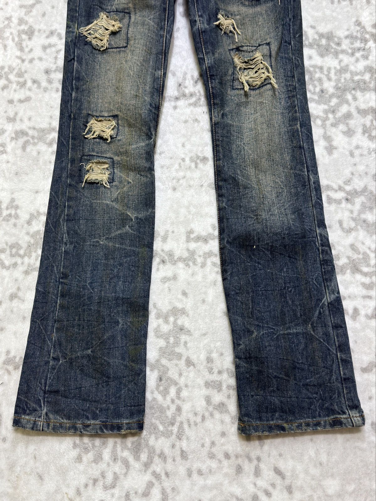 If Six Was Nine Japanese Distressed Double Waist Flare Denim Jeans Size US 29 - 6 Thumbnail