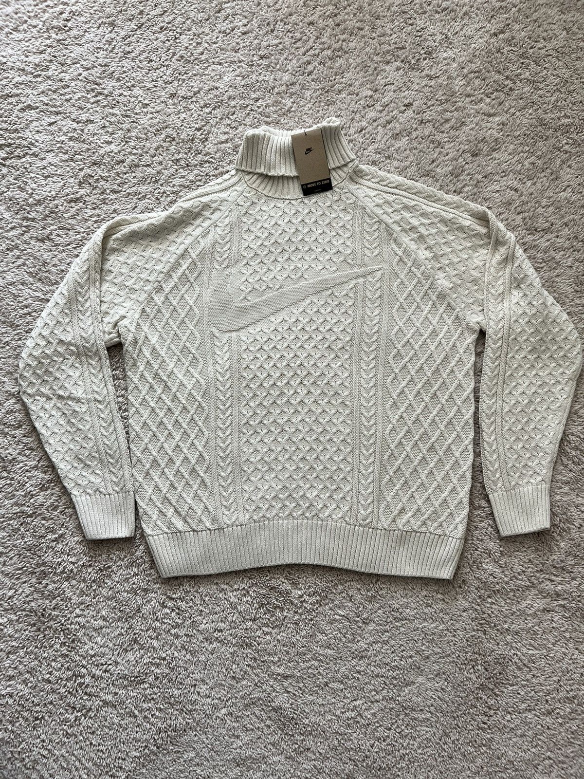 Nike Nike Life Cable Knit Turtleneck Sweater Bone Size US L / EU 52-54 / 3 - 4 Thumbnail
