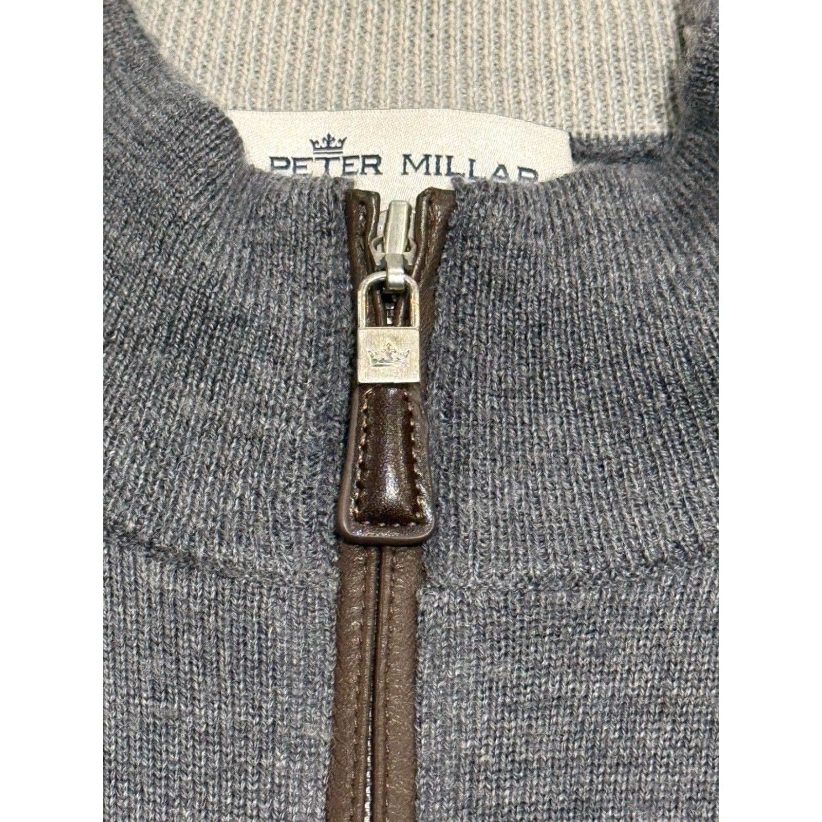 Peter Millar Peter Millar Crown Soft Nappa Trim 1/4 Zip Pullover Mens Sz S Gray Wool Silk Shirt Pullover Mens Size US S / EU 44-46 / 1 - 2 Thumbnail