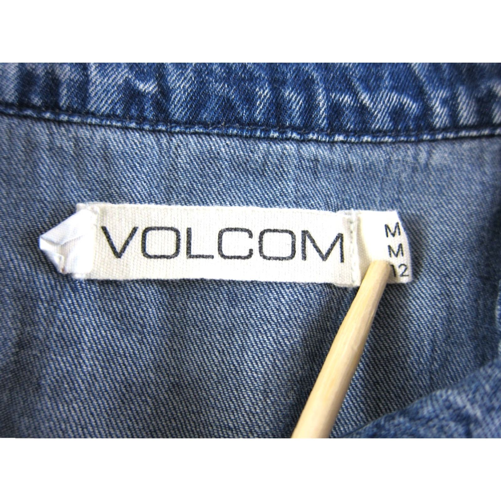 Volcom VOLCOM Blue Denim 100% Cotton Collared Long Sleeve Button Down Blouse Medium Size M / US 6-8 / IT 42-44 - 3 Thumbnail