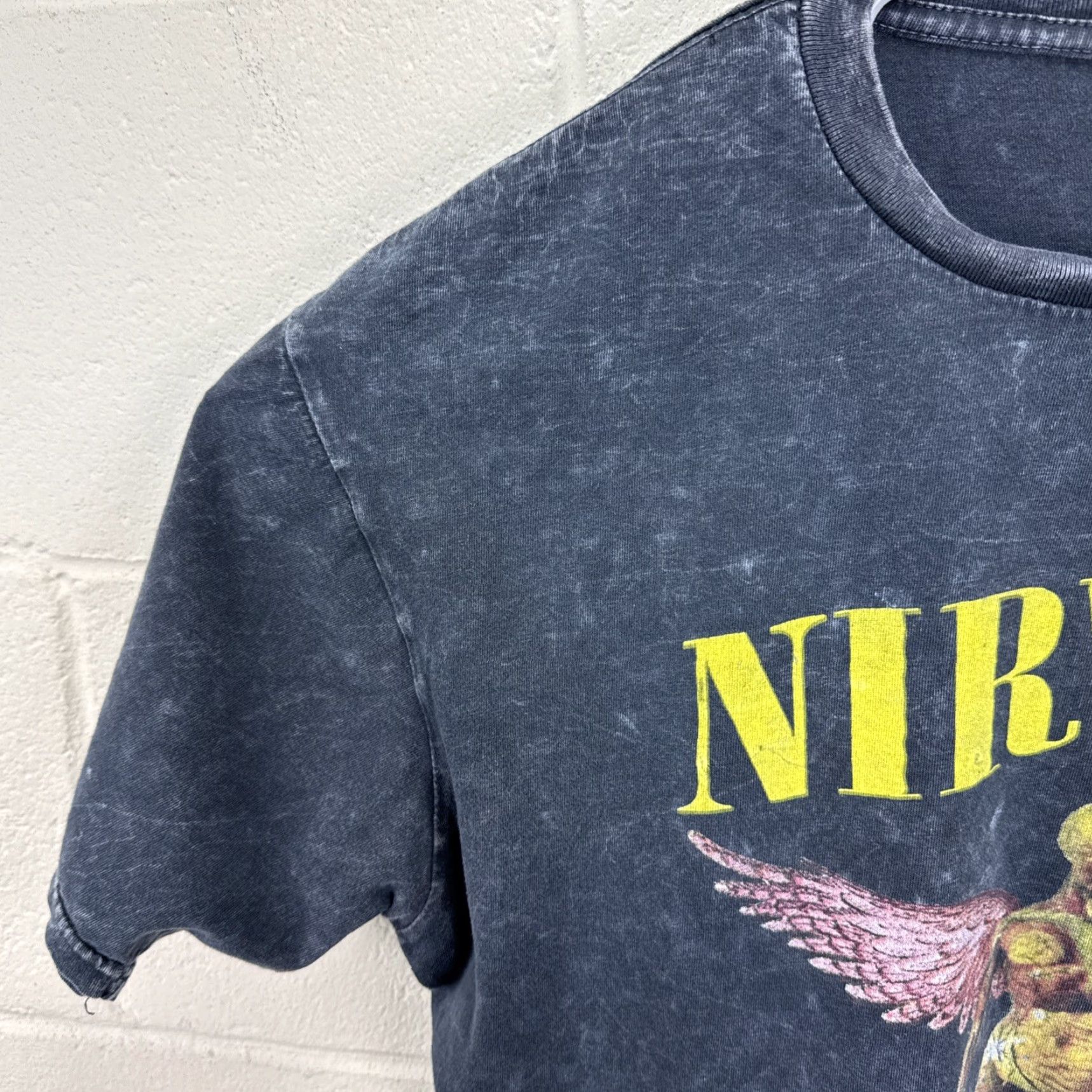 Vintage Vintage Nirvana T Shirt Black Large Acid Wash Faded In Utero Spellout Graphic Print Crew Neck Short Sleeve Logo Accent Men Size US L / EU 52-54 / 3 - 4 Thumbnail