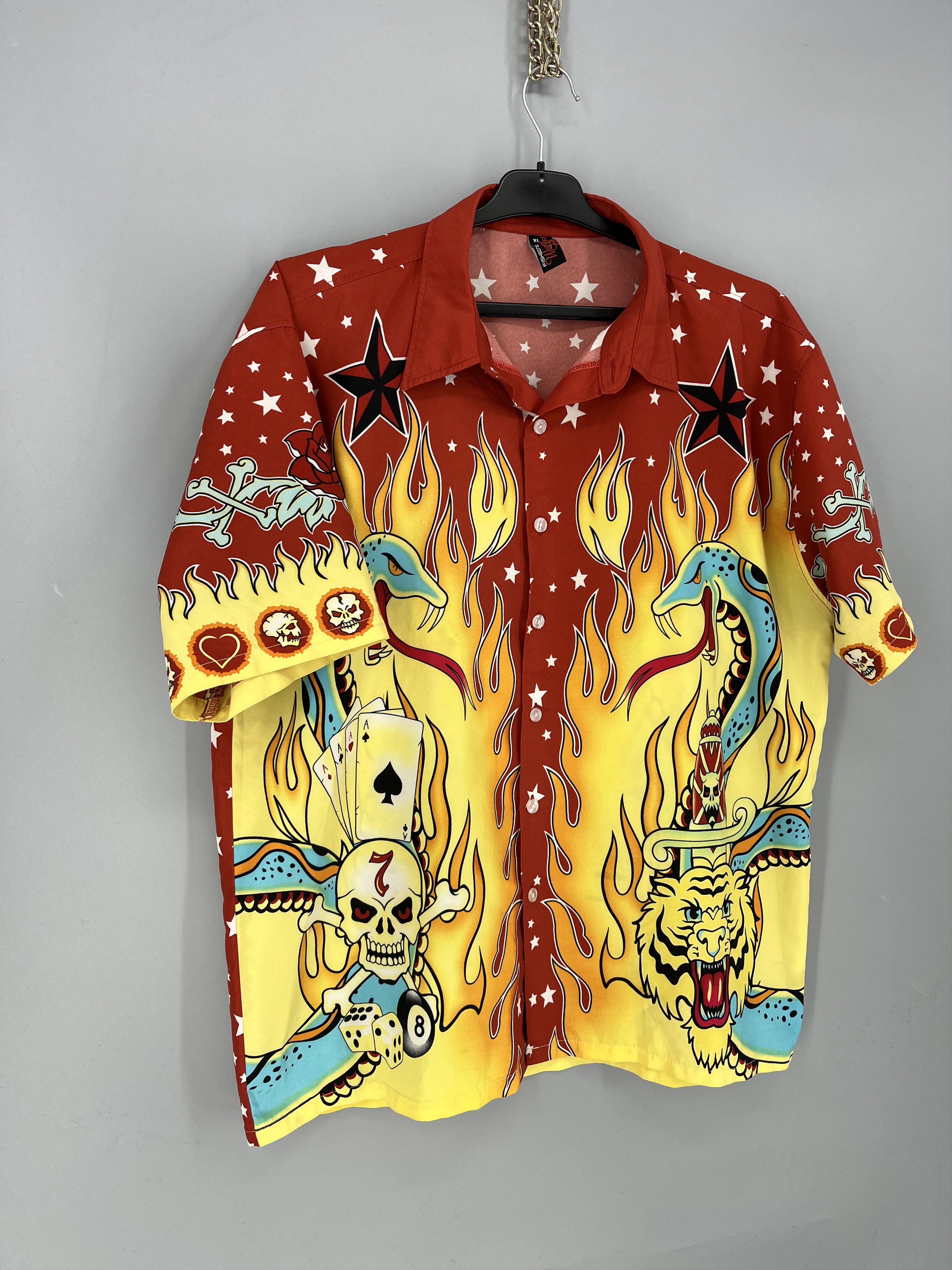 Vintage Vintage Fishbone Tattoo Print Hawaiian Shirt / Aloha Shirt Size US XL / EU 56 / 4 - 2 Thumbnail