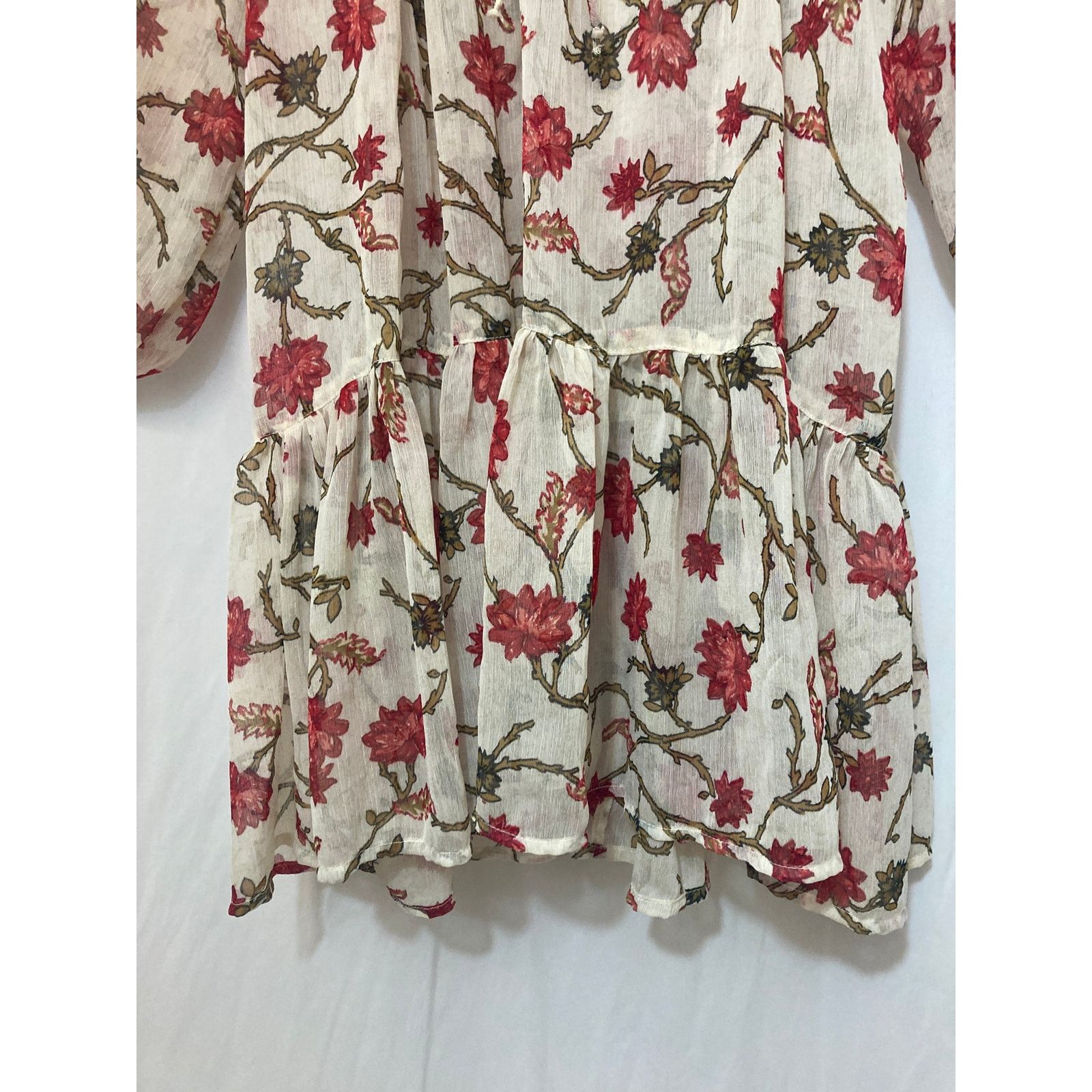 Free People Free People Keeping Up with Kara Ivory Floral Tunic Top Size S / US 4 / IT 40 - 2 Thumbnail