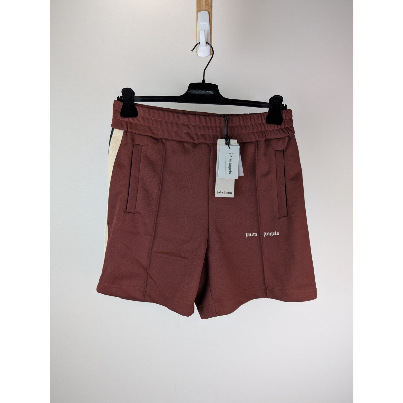Palm Angels o1rshd1 Classic Logo Track Shorts in Burgundy / Off White Size US 32 / EU 48 - 7 Thumbnail
