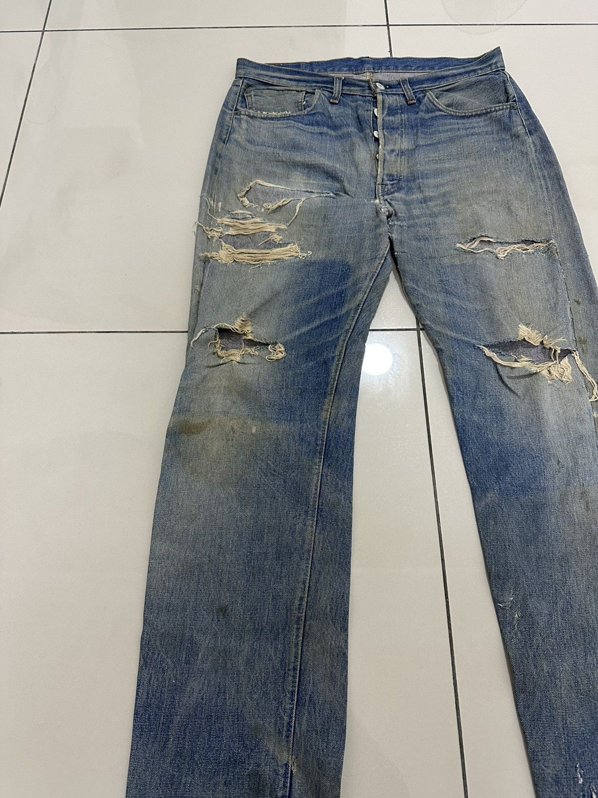 Levi's Vintage Clothing VTG 70’s Levi’s 501 Rindem Small e Jeans Button No6 Trash Size US 32 / EU 48 - 3 Thumbnail