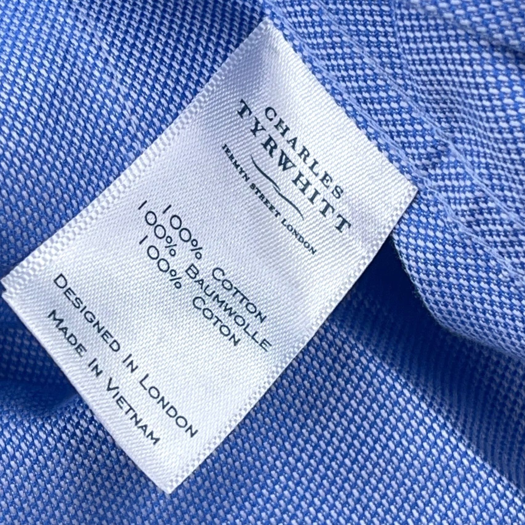 Charles Tyrwhitt Charles Tyrwhitt Shirt Men 16.5 33 Blue Button Up Slim Fit Oxford Cloth Dress A9 Size 42R - 7 Thumbnail