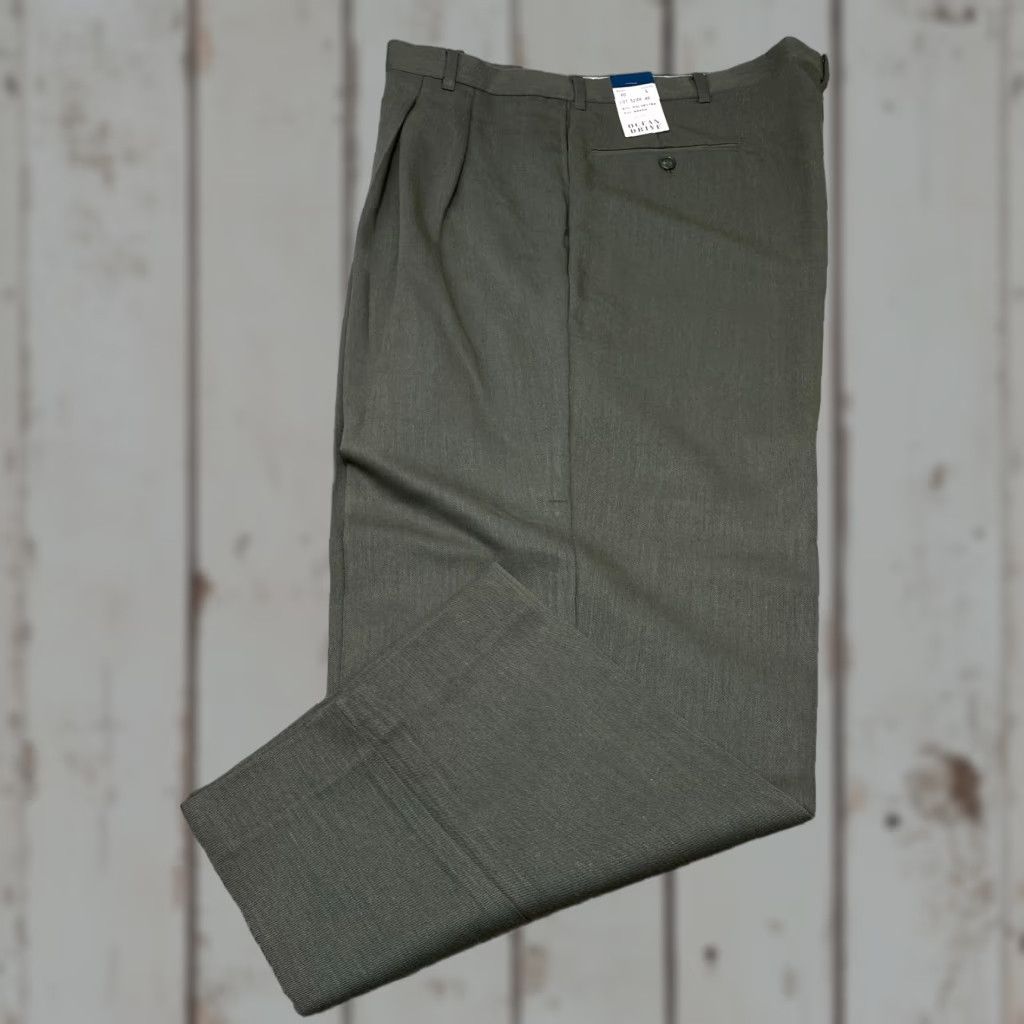 Olive Ocean Drive Khaki Pants Mens 40x27 Olive Classic Fit Workwear Casual Solid Green Cotton Polyester Rayon Slim? No—use original words only Size US 40 / EU 56 - 1 Thumbnail