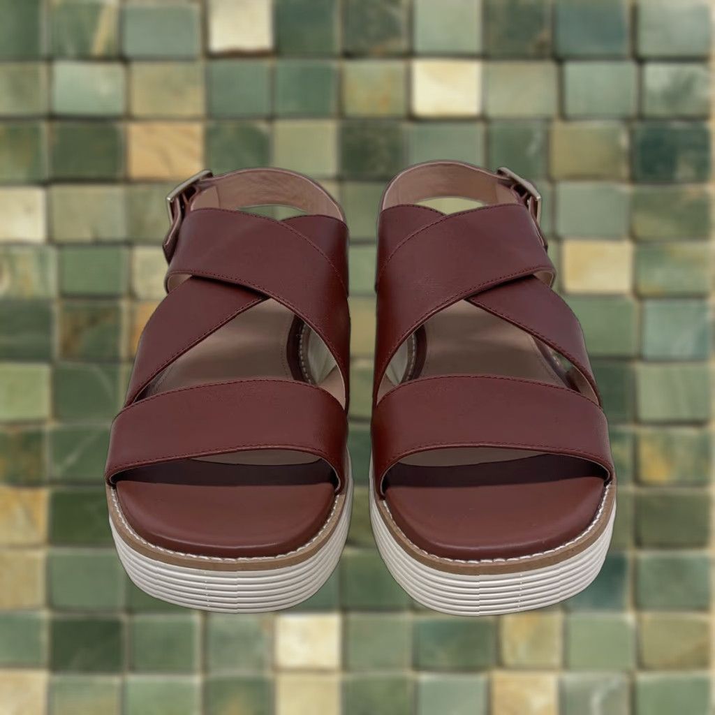 VINTAGE COLE HAAN Original Grand Platform Sandals Women's Size 7.5 Leather Strappy Buckle Multicolor