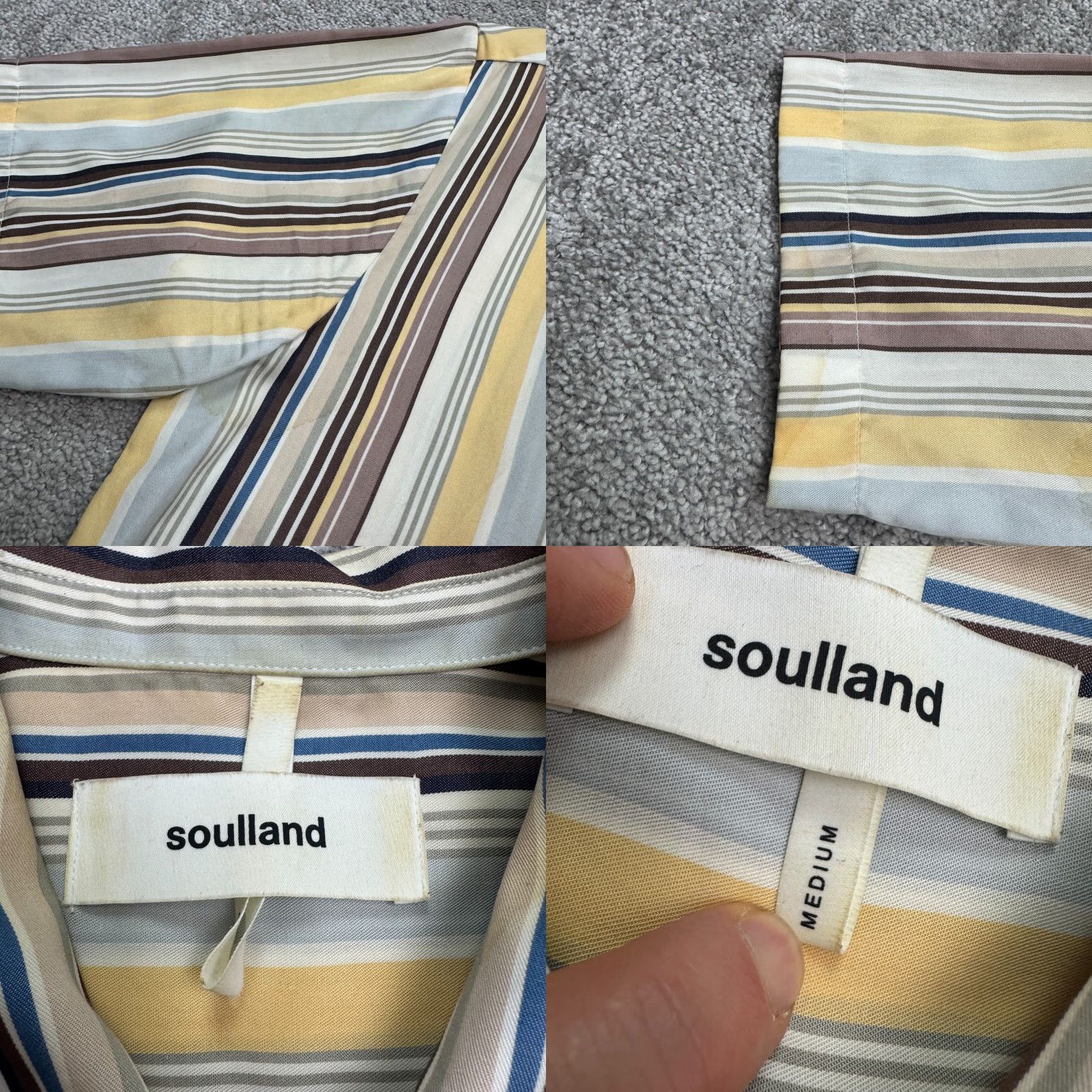 Soulland Soulland Orson Striped Button Down Shirt Mens Medium Multicolor Short Sleeve Size US M / EU 48-50 / 2 - 8 Thumbnail