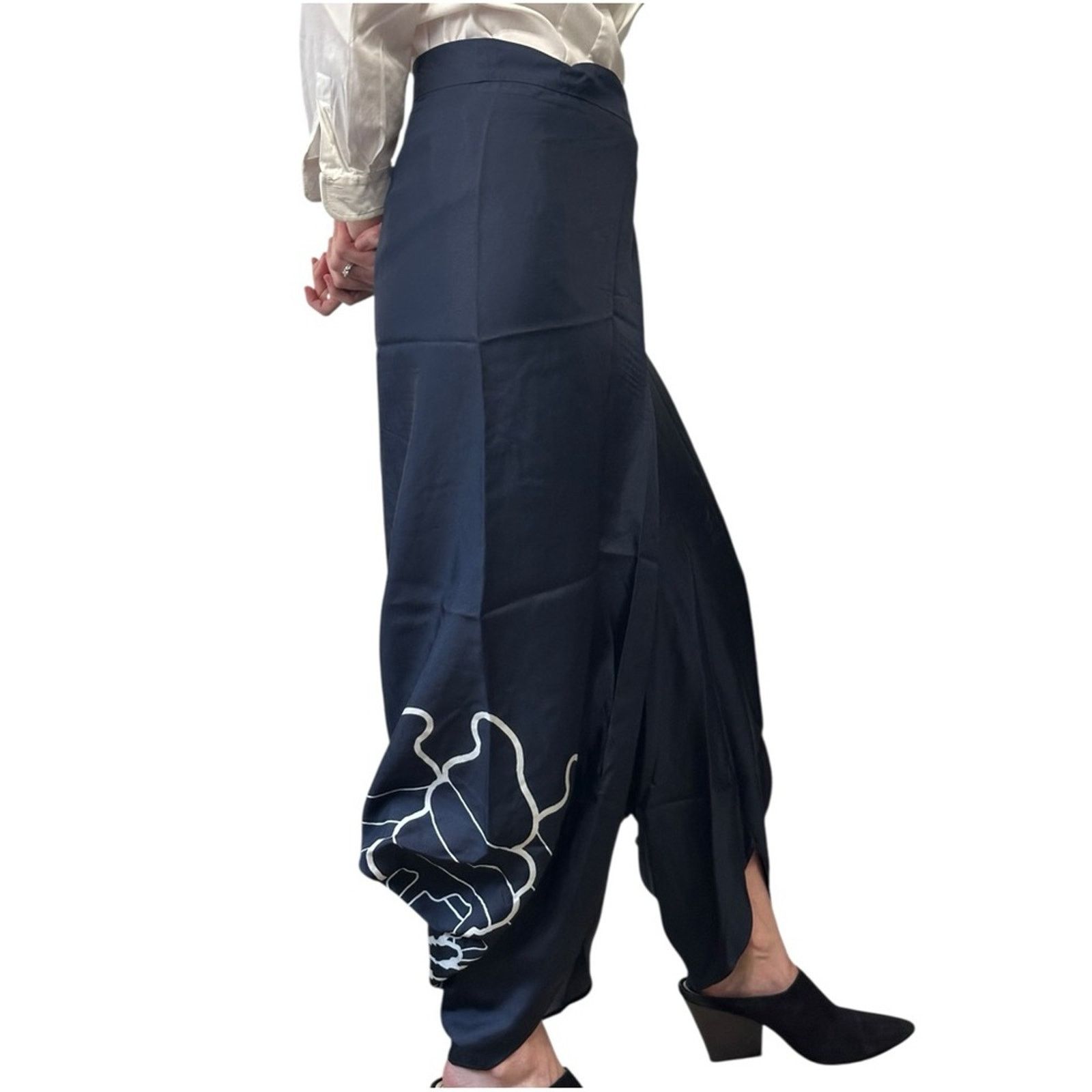 Stella McCartney SS17 Silk Harem Pants IT 38 Vibrant Blue White Graphic Print Size 26" / US 2 / IT 38 - 4 Thumbnail