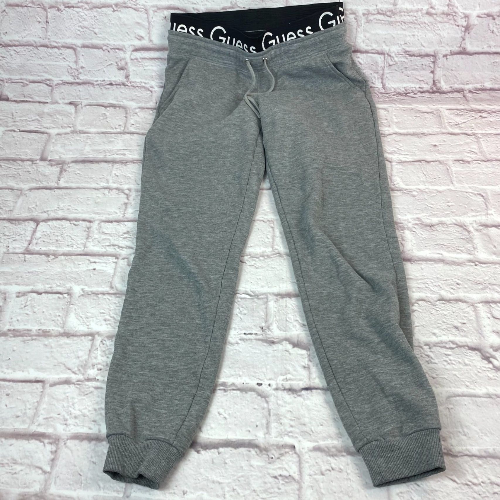 Guess GUESS Sweatpants Junior Teens S Gray Drawstring Logo Fleece Jogger Pants Size 28" / US 6 / IT 42 - 3 Thumbnail