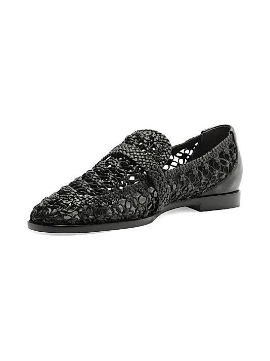Alexandre Birman os11x1225 Jane Tresse Woven Leather Loafers in Black Size US 8 / IT 38 - 5 Thumbnail