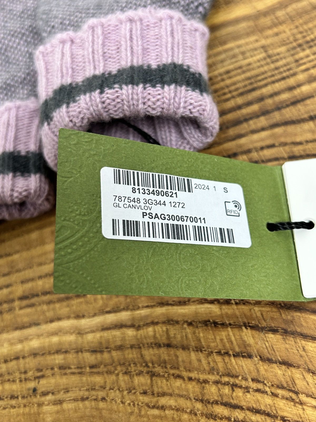 Gucci BNWT Gucci GG Cashmere Fingerless Glover Grey/Pink S Size ONE SIZE - 11 Thumbnail