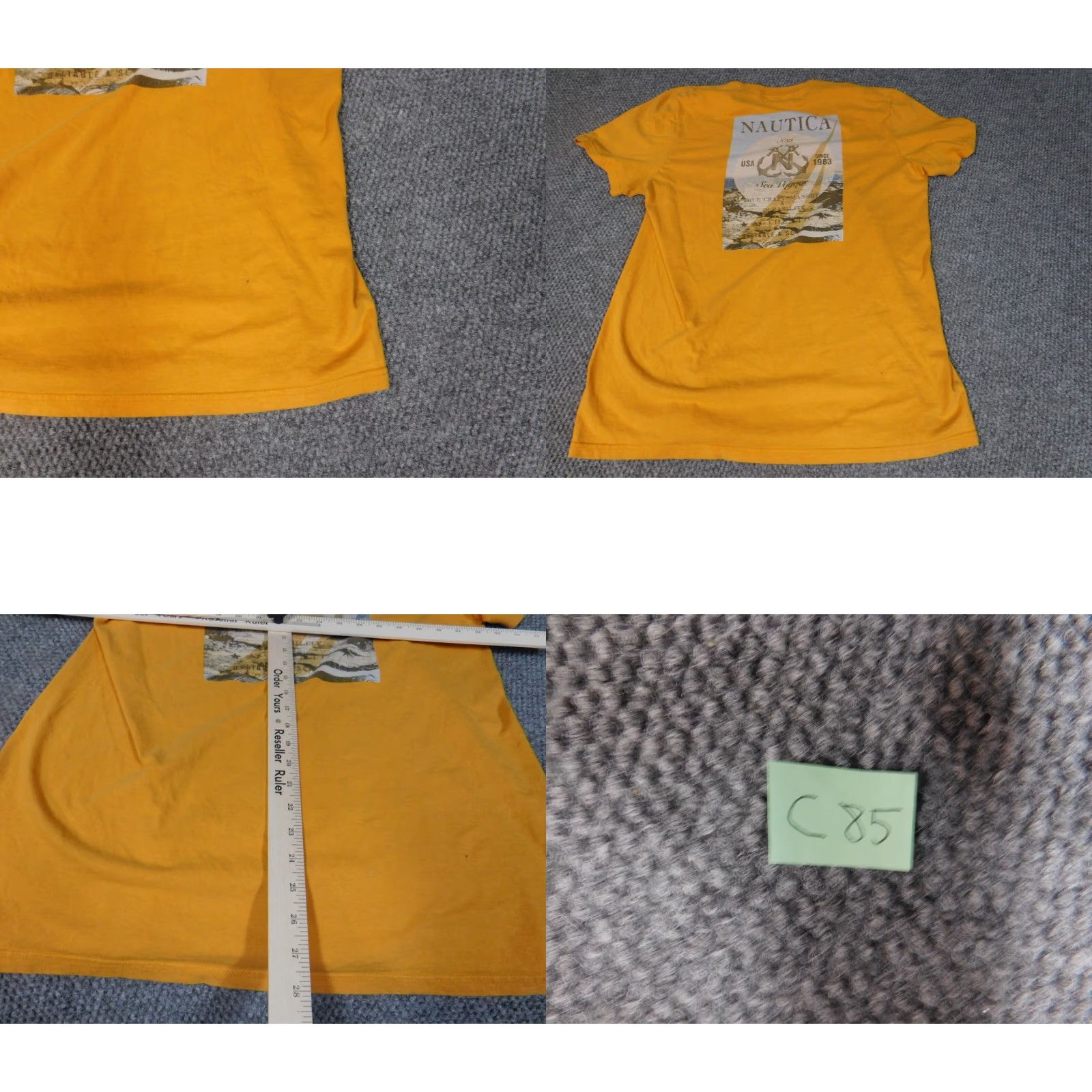 Nautica Nautica Shirt T-Shirt Mens L Yellow Short Sleeve Crew Neck Logo Cotton Blend, Polyester Classic All Seasons, Regular Fit, Navy? Wait, yellow. Size US L / EU 52-54 / 3 - 8 Thumbnail