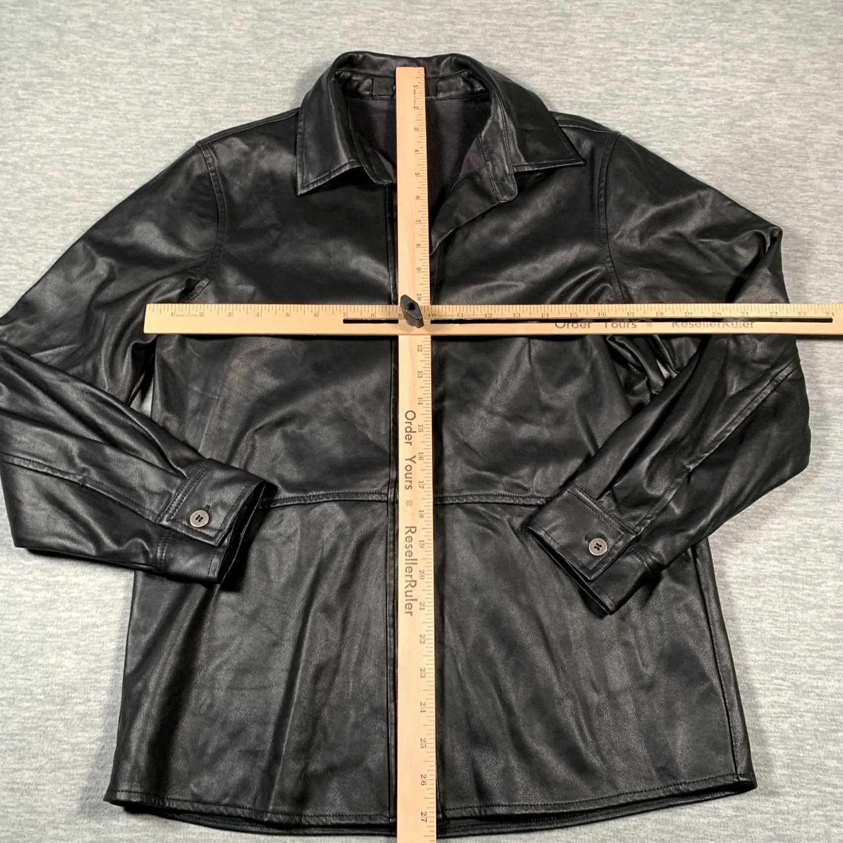 Forever 21 Forever 21 Jacket Womens Large Black Faux Leather Shirt Shacket Button Front Size L / US 10 / IT 46 - 5 Thumbnail