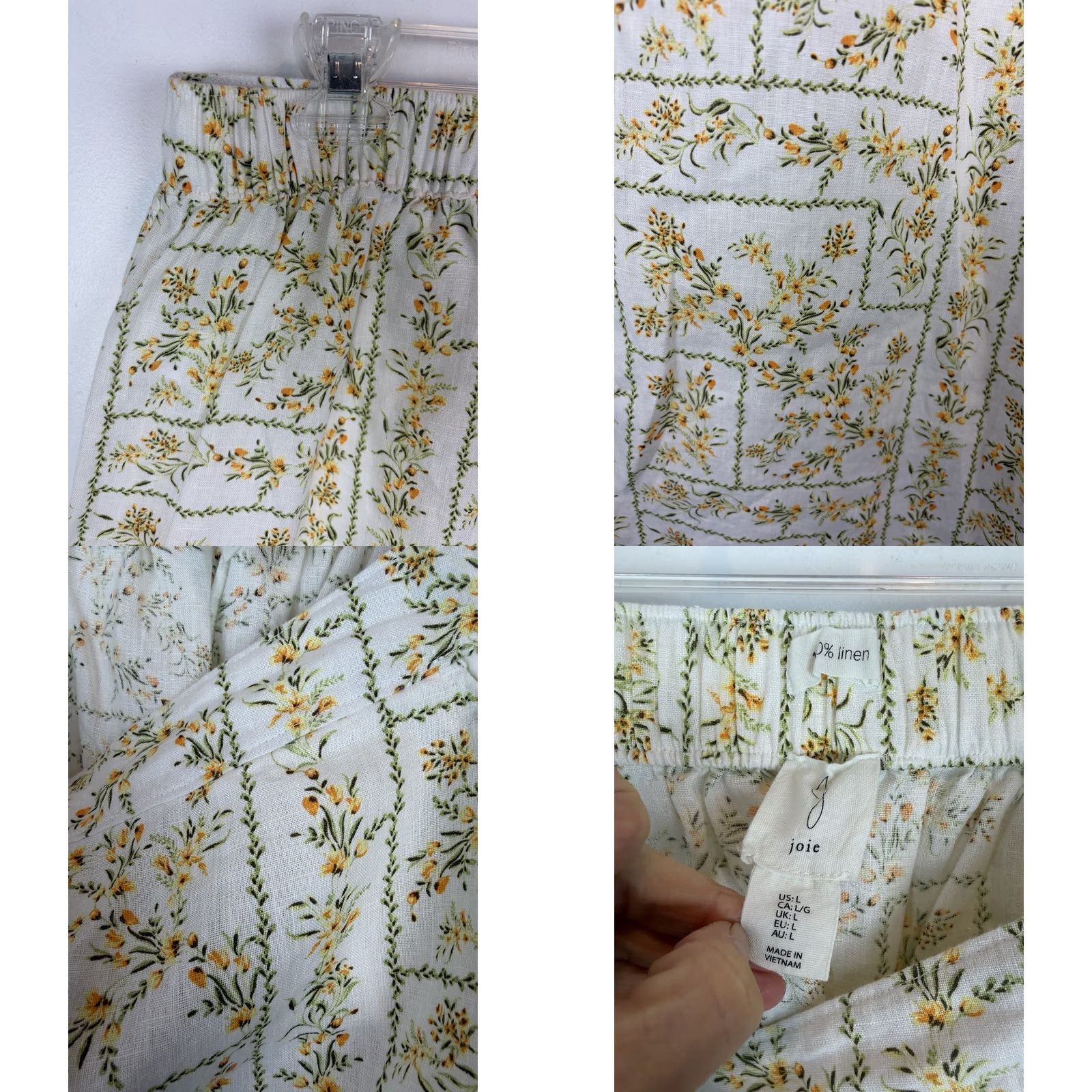Joie Joie Linen Floral Maxi Skirt XL Large Pockets Yellow Cottagecore Prairie Size 40" / US 18 - 8 Thumbnail