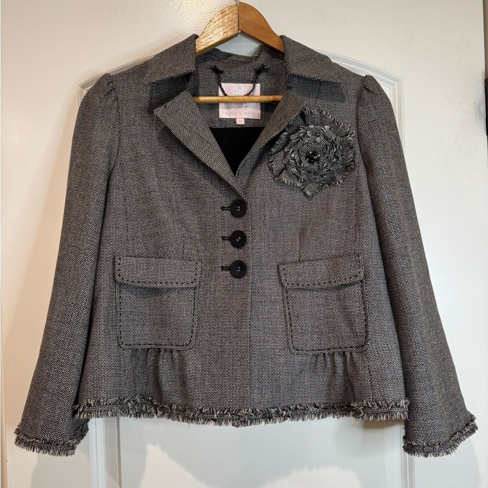 Rebecca Taylor Rebecca Taylor Wool Tweed Cropped Blazer Size 10 Size L / US 10 / IT 46 - 3 Thumbnail