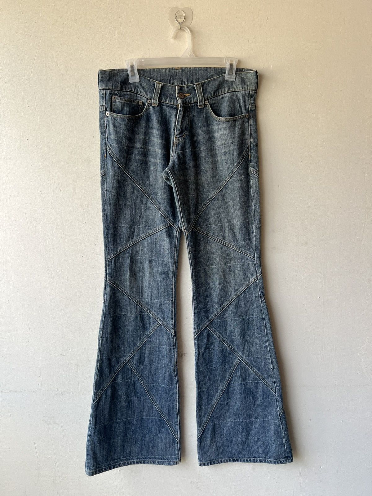Tornado Mart Archive Tornado Mart Patchwork Denim Super Flare Jeans Size US 31 - 2 Thumbnail