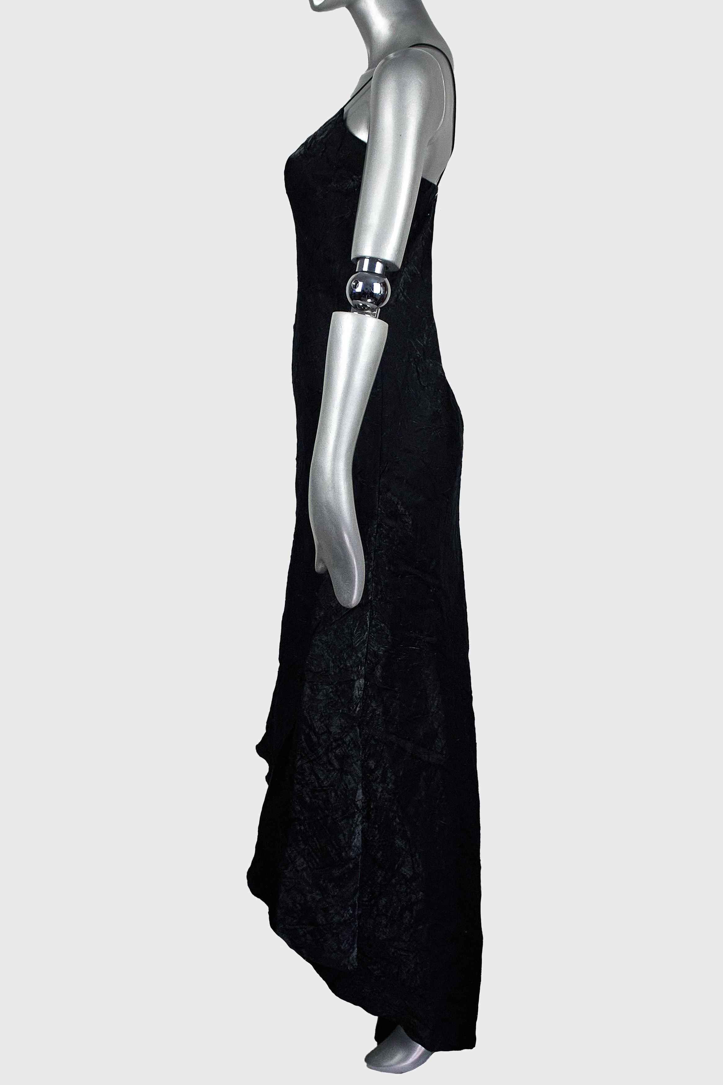 Vintage Lu Lu Fl'h maxi black textured evening dress made in France Size XS / US 0-2 / IT 36-38 - 5 Thumbnail