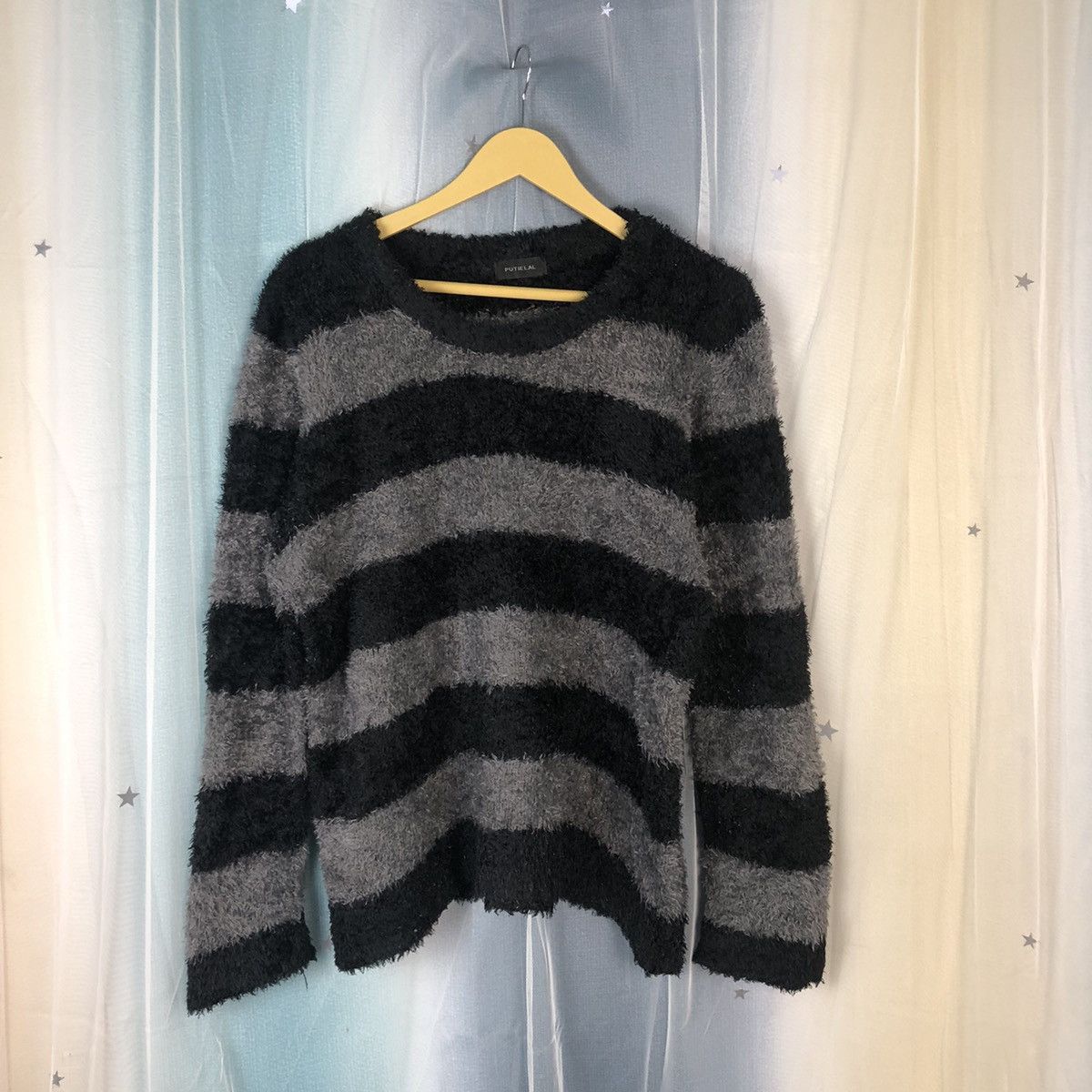 Homespun Knitwear × Japanese Brand × OVER THE STRiPES Over The Stripes Shaggy Striped Mohair Sweater #883 Size M / US 6-8 / IT 42-44 - 1 Thumbnail