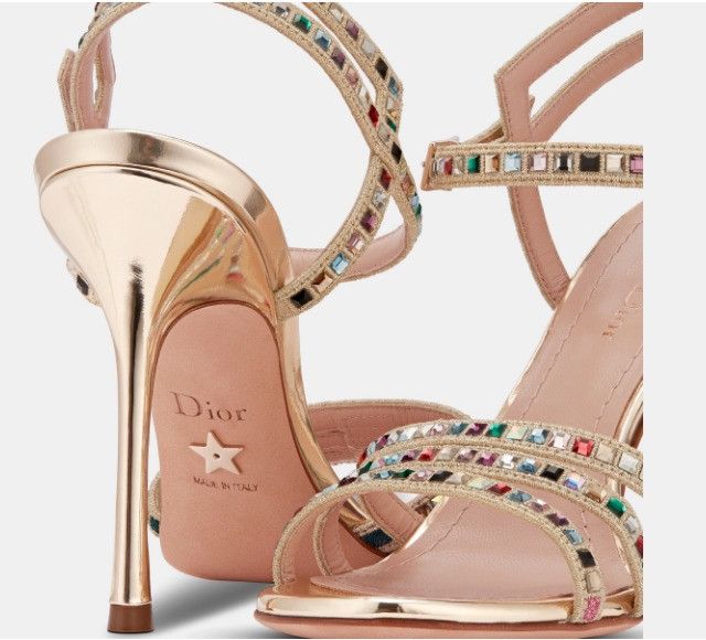 Dior o1w1db10924 Gem Heeled Sandal in Golden Size US 7 / IT 37 - 5 Thumbnail