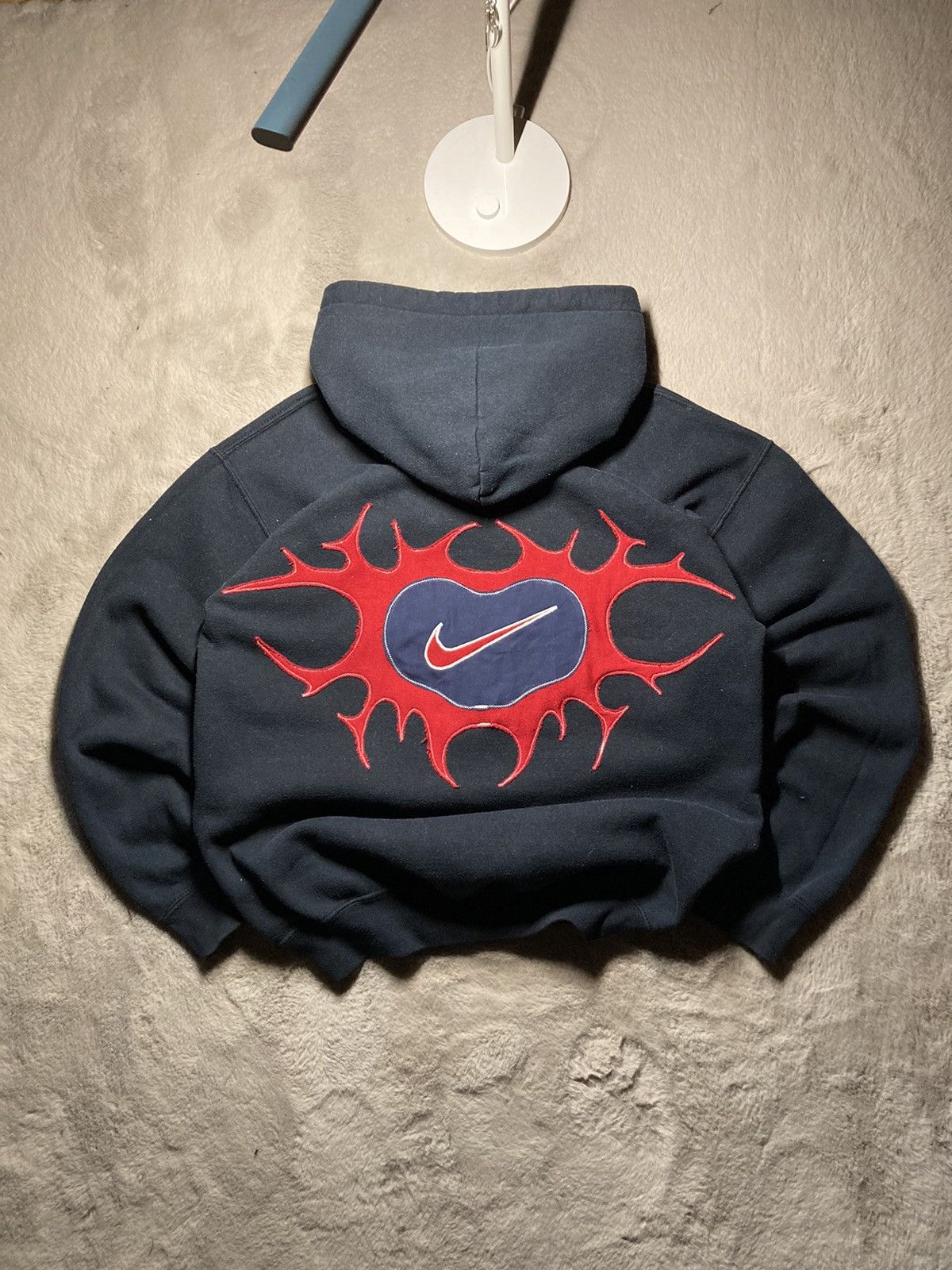 Nike ⛩️Nike Custom Hoodie Rare Y2K Punk Rock Devil Cross Red Sox⛩️ Size US M / EU 48-50 / 2 - 1 Thumbnail