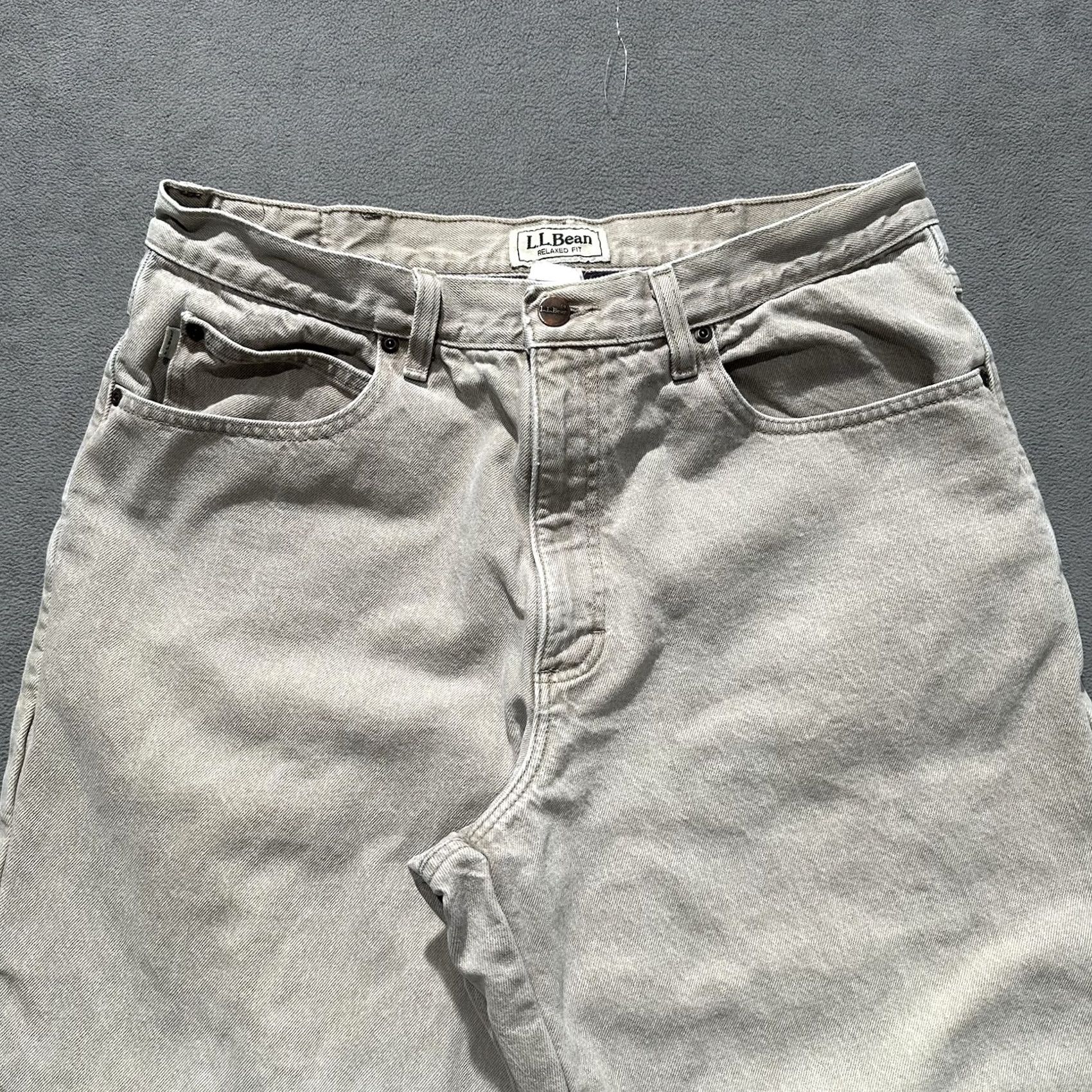 Vintage LL Bean Jeans Mens Relaxed Fit Beige Denim Flannel Lined 36x30 (Fits 33x28) GUC Size US 36 / EU 52 - 4 Thumbnail