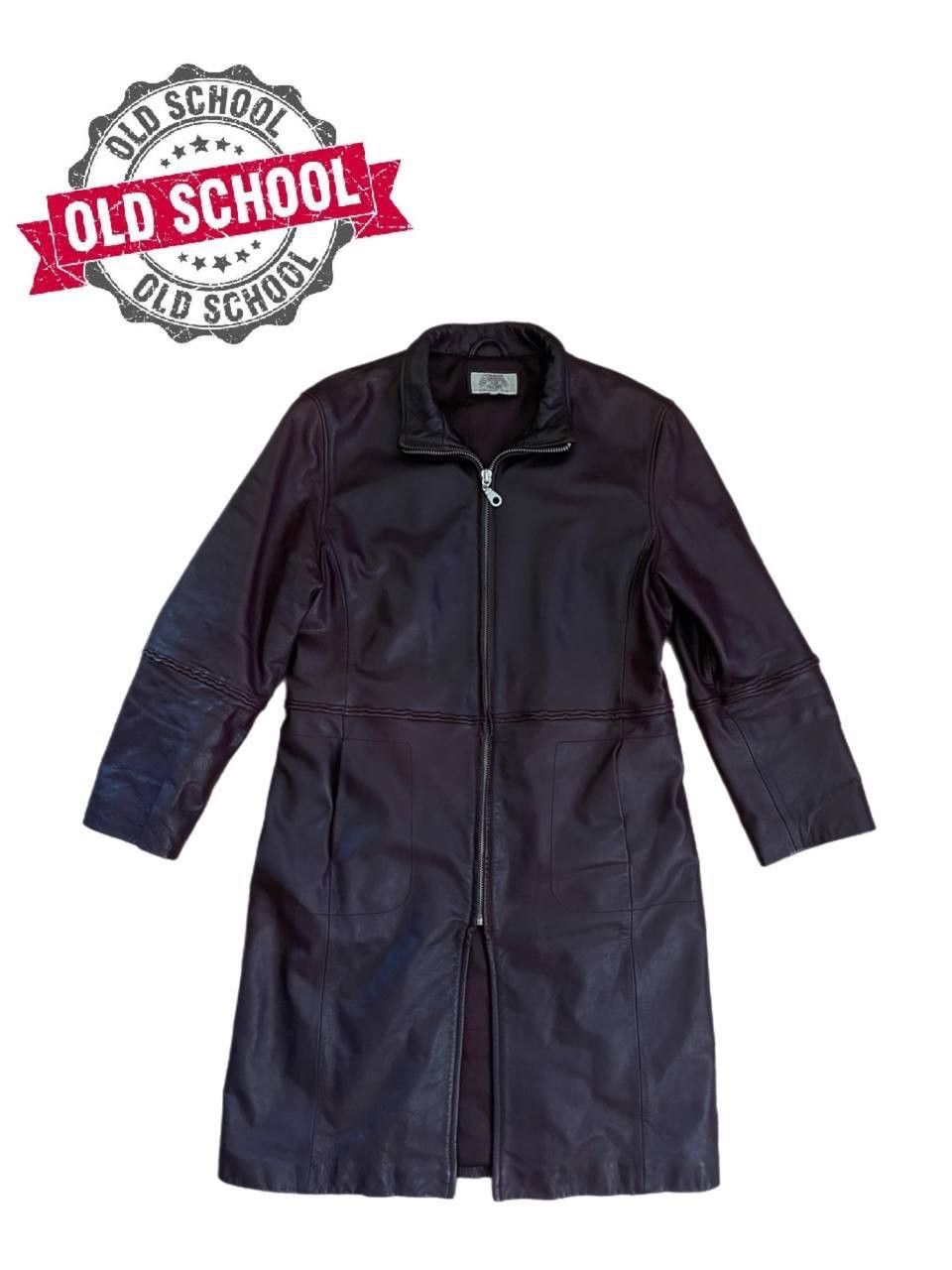 Giorgio Armani × Vintage Armani Women Leather Coat Burgundy Size L / US 10 / IT 46 - 1 Thumbnail