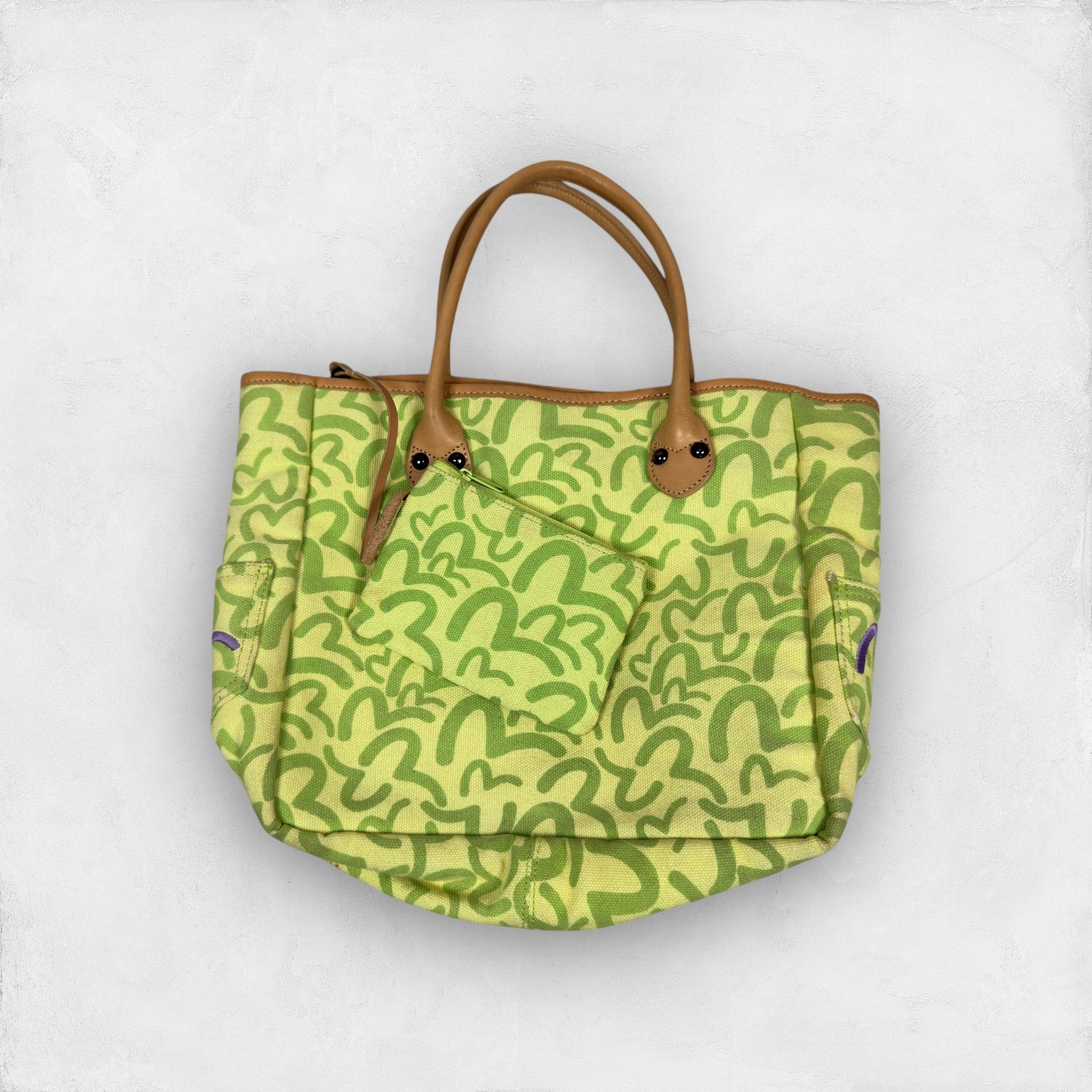Evisu Women's Green Inner Pocket Shoulder Bag With Pouch