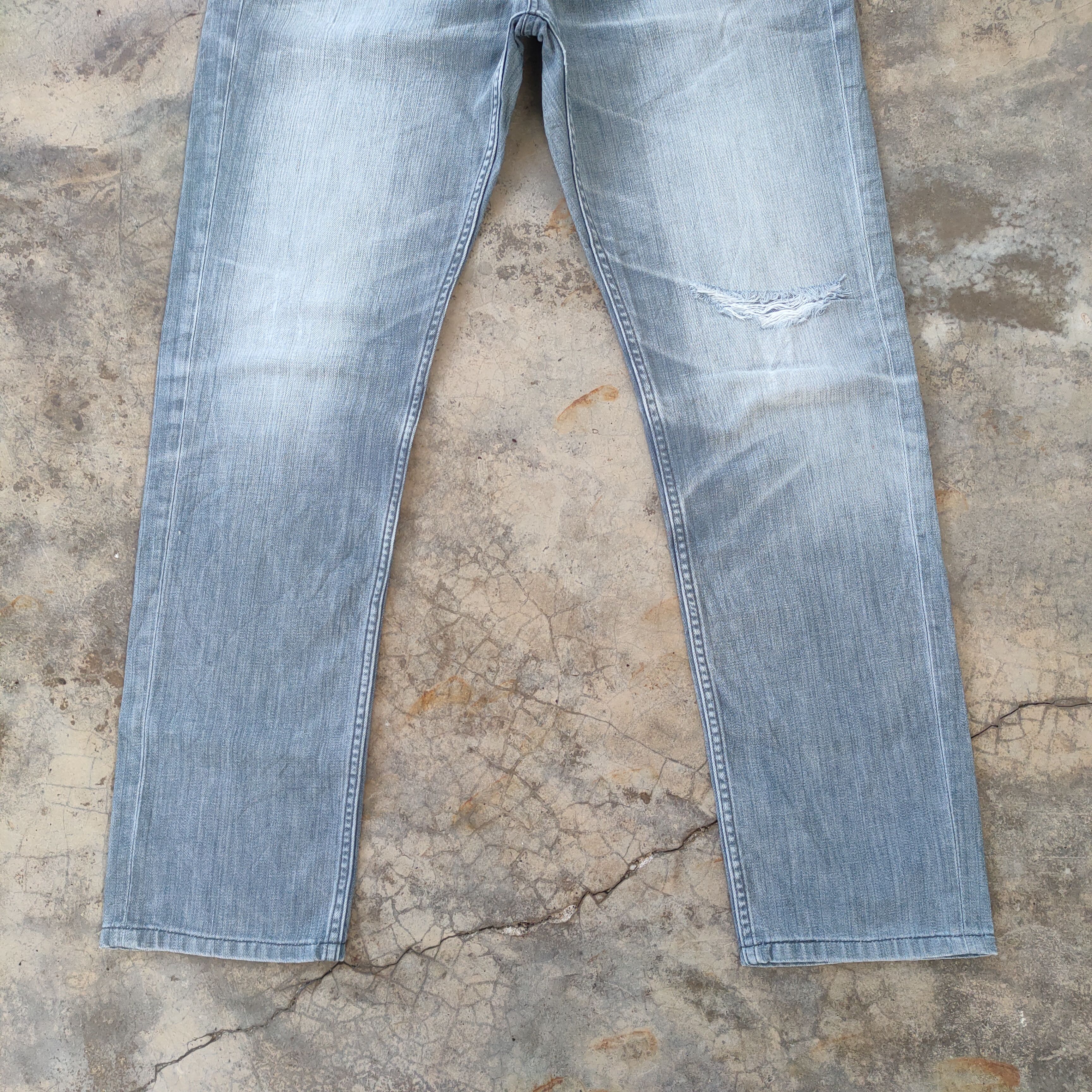 Black Label × Jean VINTAGE BACK NUMBER FADED RIPPED JEANS DENIM PANTS Size US 35 - 4 Thumbnail