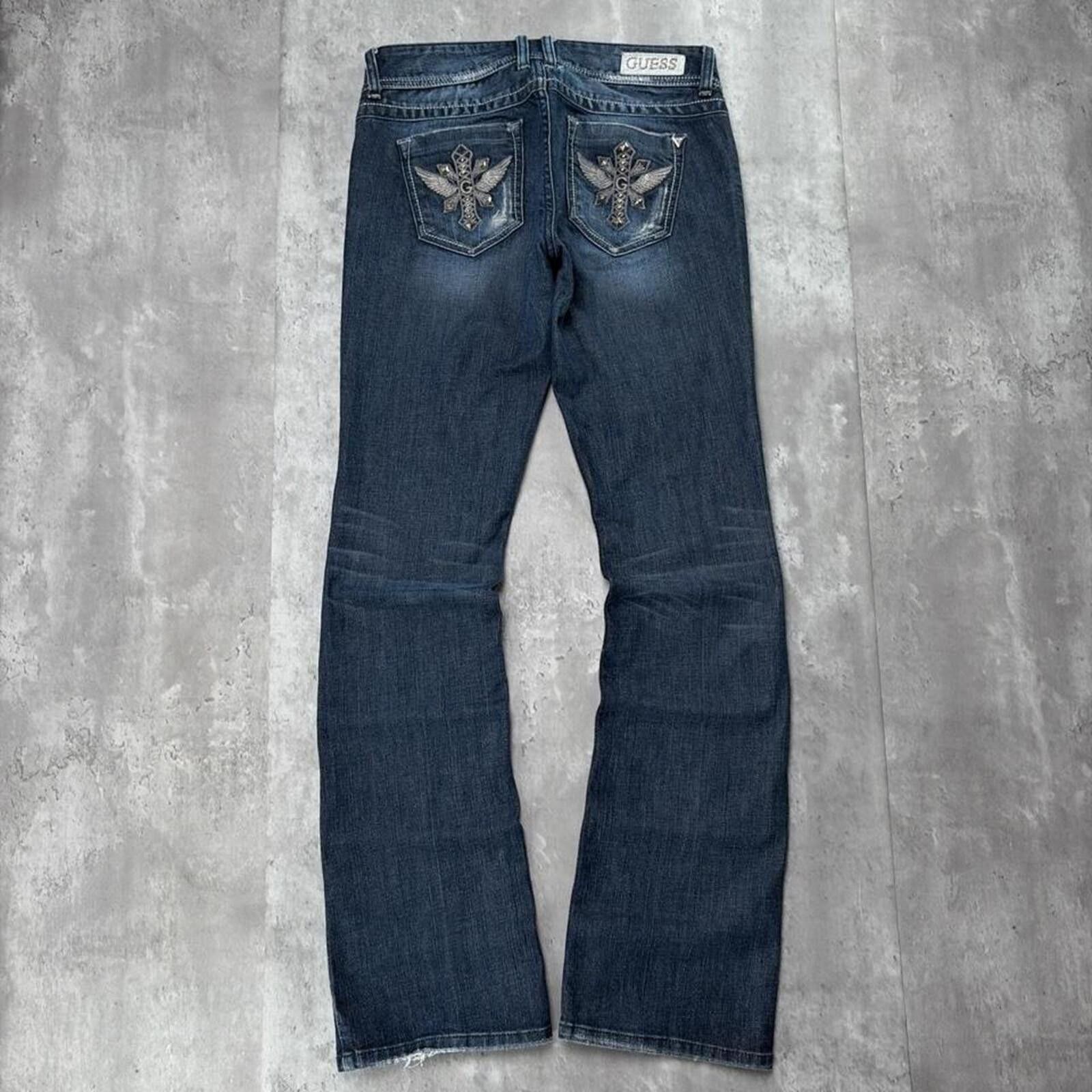 Guess Y2K Guess Jeans Grunge Cross Gothic Bootcut Denim Jeans Size 30" / US 8 / IT 44 - 1 Thumbnail