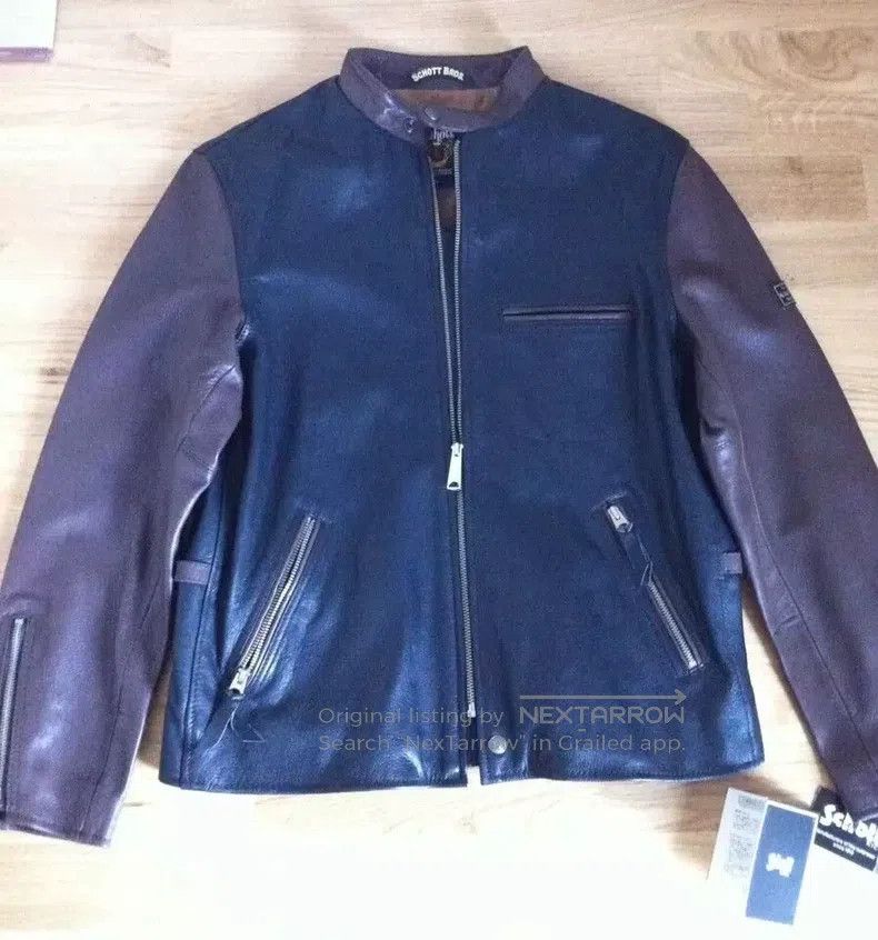 Schott Schott Leather jacket color-blocked leather sleeves Size US XL / EU 56 / 4 - 1 Thumbnail