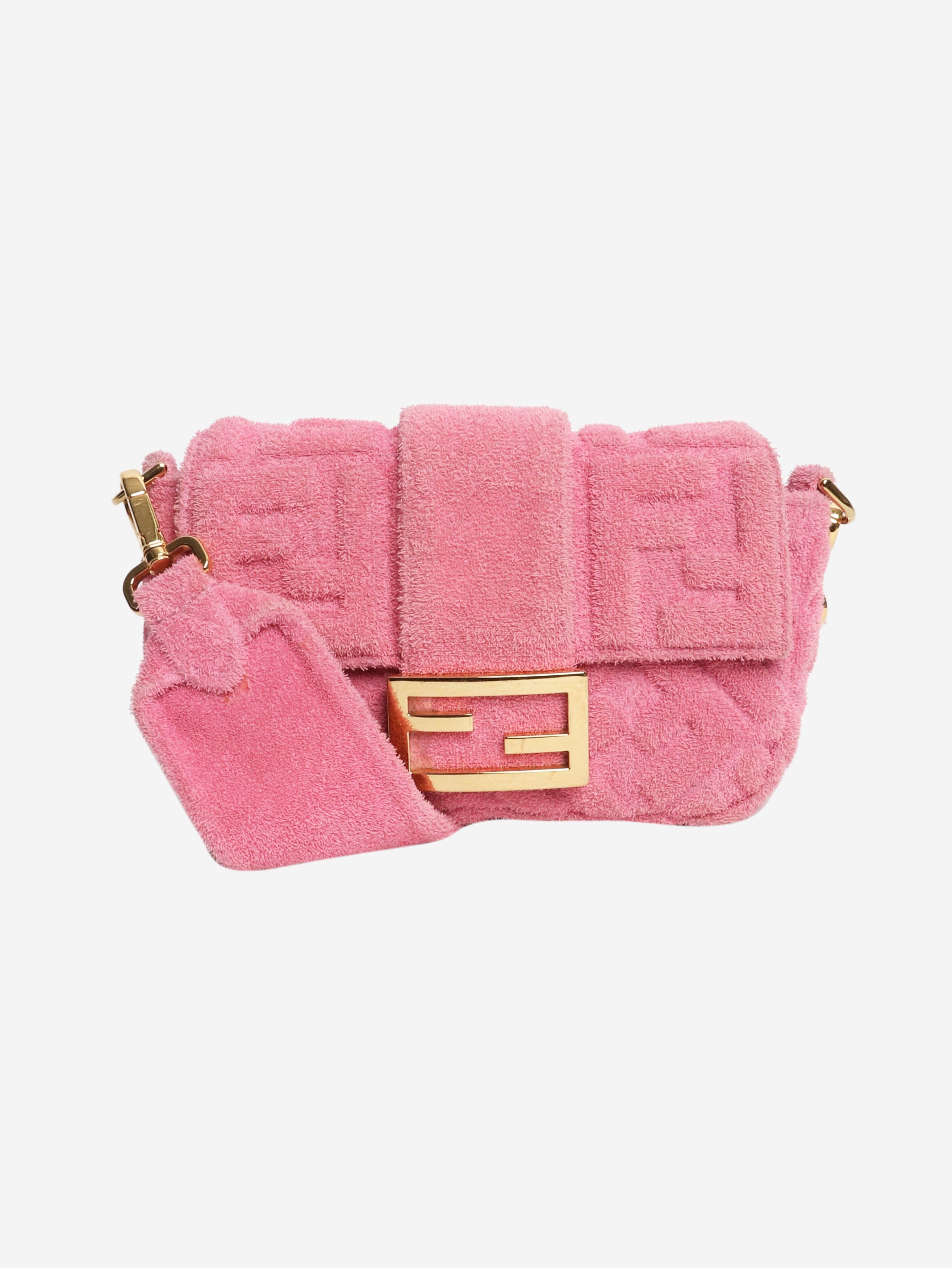 Fendi Pink embossed terry cloth baguette bag Size ONE SIZE - 1 Thumbnail