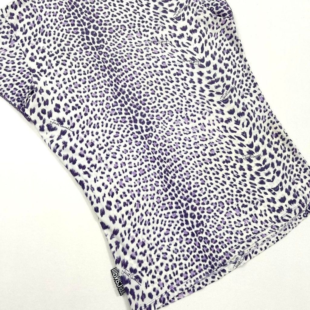 Just Cavalli y2k Cavalli white short sleeve top with purple leopard print Size M / US 6-8 / IT 42-44 - 6 Thumbnail
