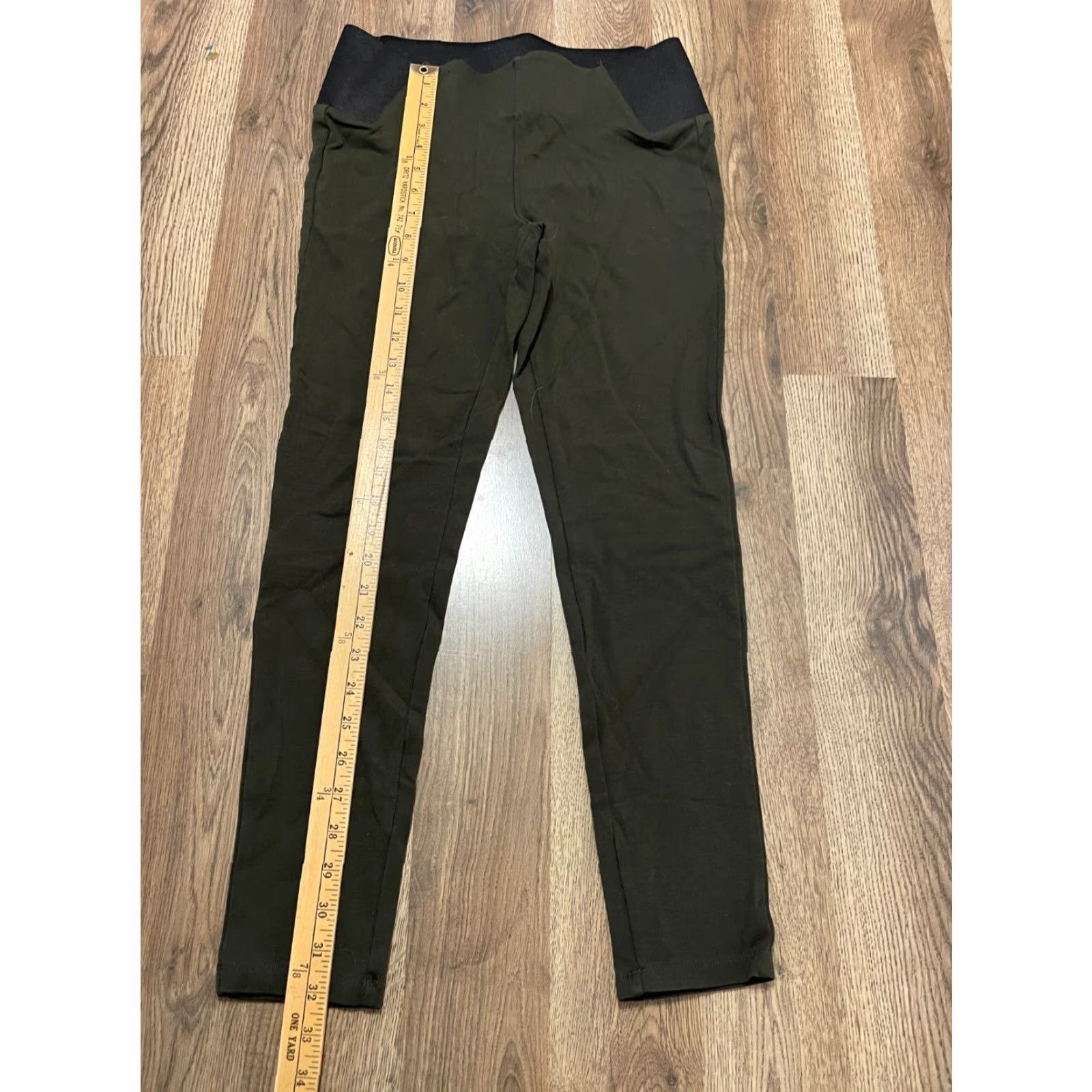 Vintage Boom Boom Jeans Pants Women's Large Black Green Pull On Stretchable Waist Skinny Ankle Casual Womens Size 36" / US 14 / IT 50 - 6 Thumbnail