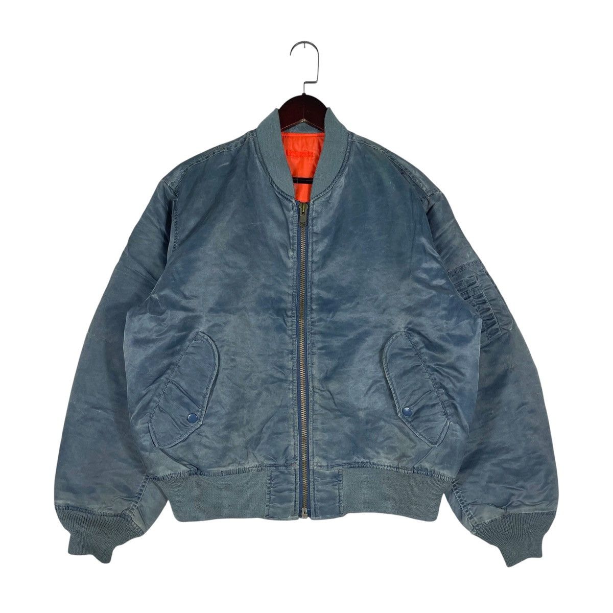 Japanese Brand Vintage Machope MA-1 Flight Jacket | Sun Faded Blue Bomber Size US L / EU 52-54 / 3 - 1 Thumbnail
