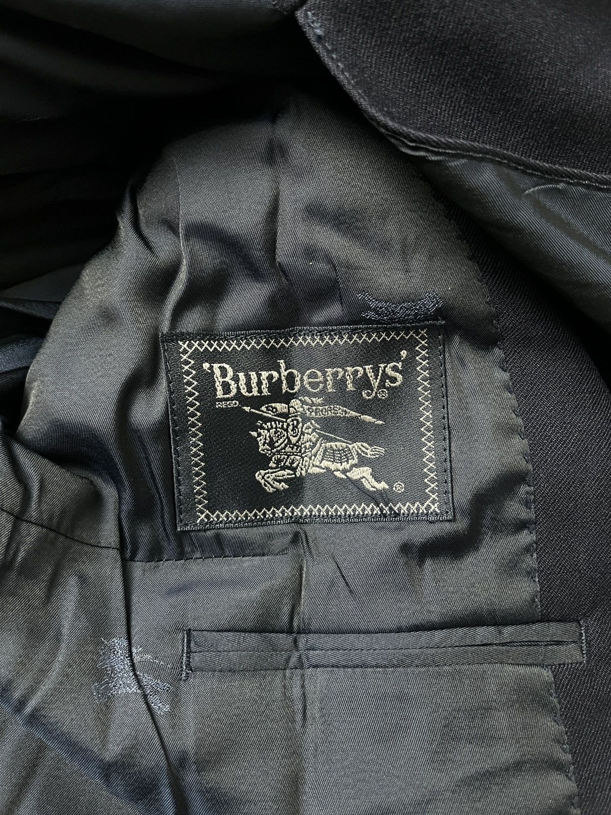 Burberry 80s Burberrys Black Tasmania Wool Blazer Size 44R - 7 Thumbnail
