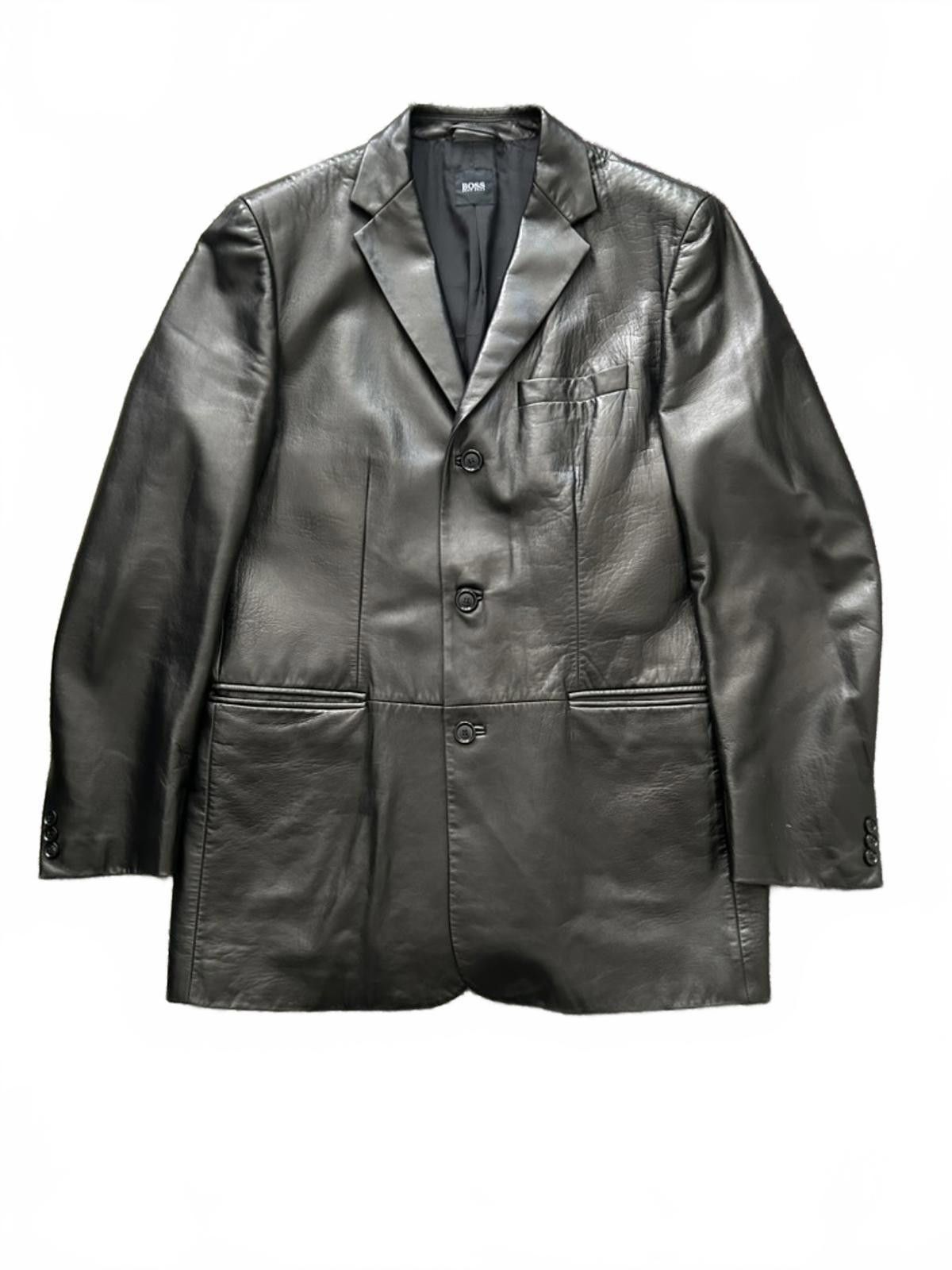 Hugo Boss Hugo Boss Black Lambskin Leather Blazer Jacket Size US L / EU 52-54 / 3 - 1 Thumbnail