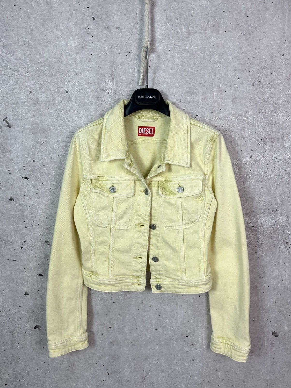 Diesel Diesel De-Slimmy Cropped Yellow Washed Denim Women’s Jacket Size S / US 4 / IT 40 - 1 Thumbnail