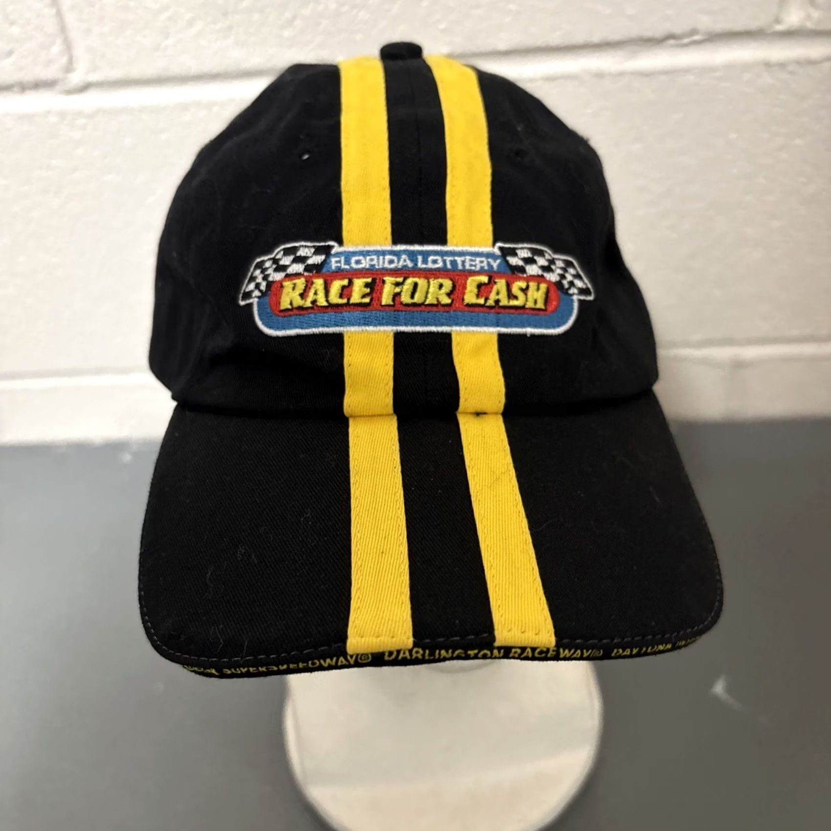 NASCAR NASCAR Florida Lottery Race for the Cash Promotional Strapback Cap Adult Size Adjustable Black Cotton Baseball Hat Mens Size ONE SIZE - 3 Thumbnail
