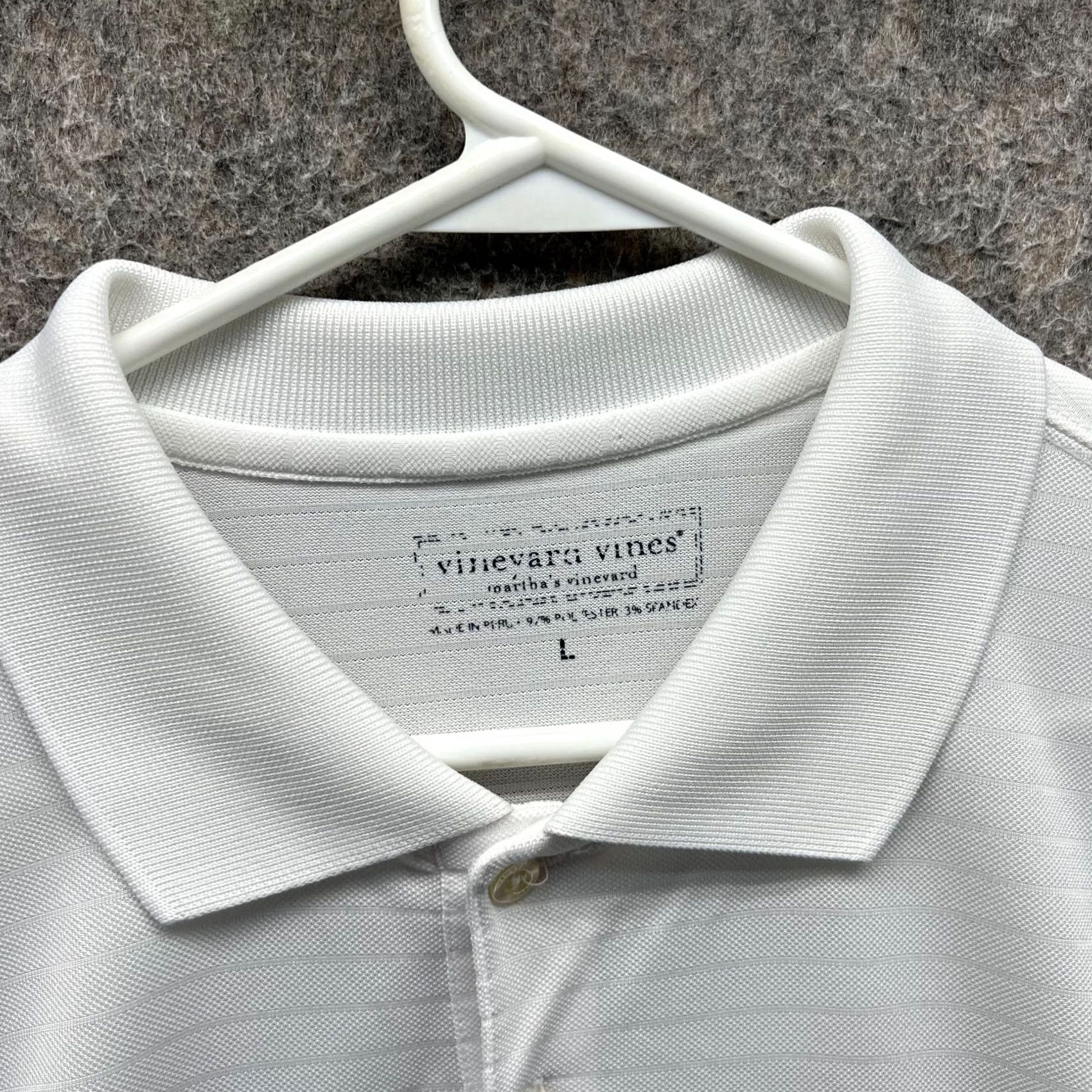 Vineyard Vines Vineyard Vines Polo Shirt Mens Large White Preppy Polyester Golf Casual Striped Size US L / EU 52-54 / 3 - 7 Thumbnail