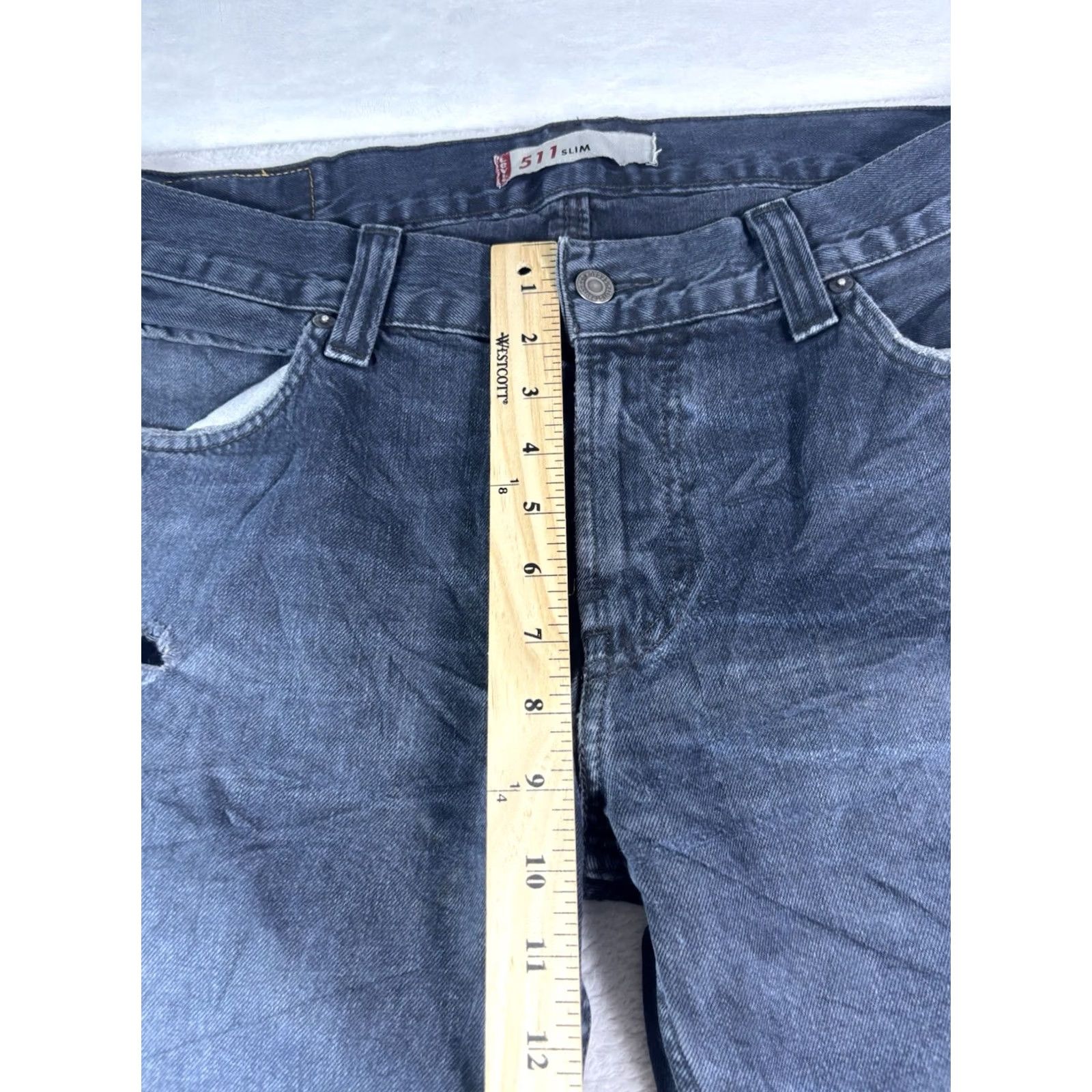 Levi's VINTAGE Levi's 511 Jeans Men 38x34 Slim Blue Denim Distressed Dark Wash Size US 38 / EU 54 - 3 Thumbnail
