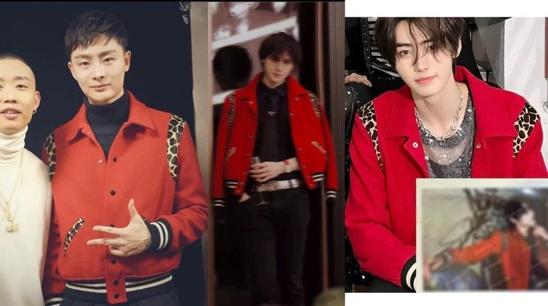 Saint Laurent Paris Saint Laurent Paris Red leopard print baseball jacket-2505 Size US M / EU 48-50 / 2 - 6 Thumbnail